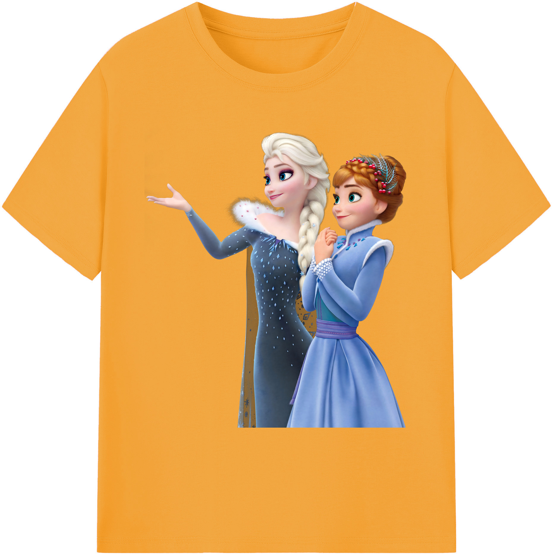 （画像用） アナと雪の女王 アンナ エルサ Frozen Anna Elsa 綿100％ メンズ半袖Tシャツ｜肌触りやわらか＆通気性