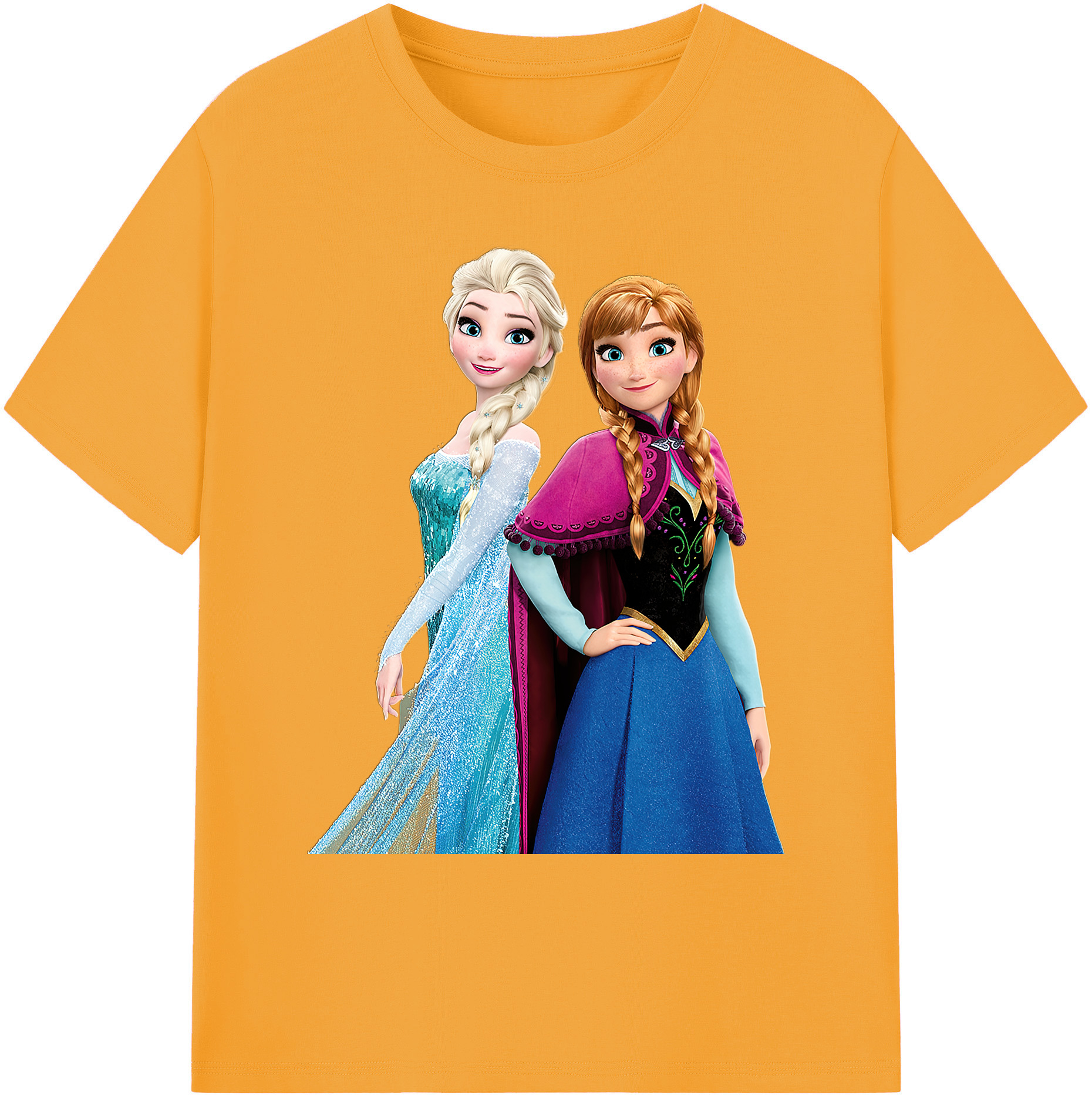 （画像用） アナと雪の女王 アンナ エルサ Frozen Anna Elsa 綿100％ メンズ半袖Tシャツ｜肌触りやわらか＆通気性