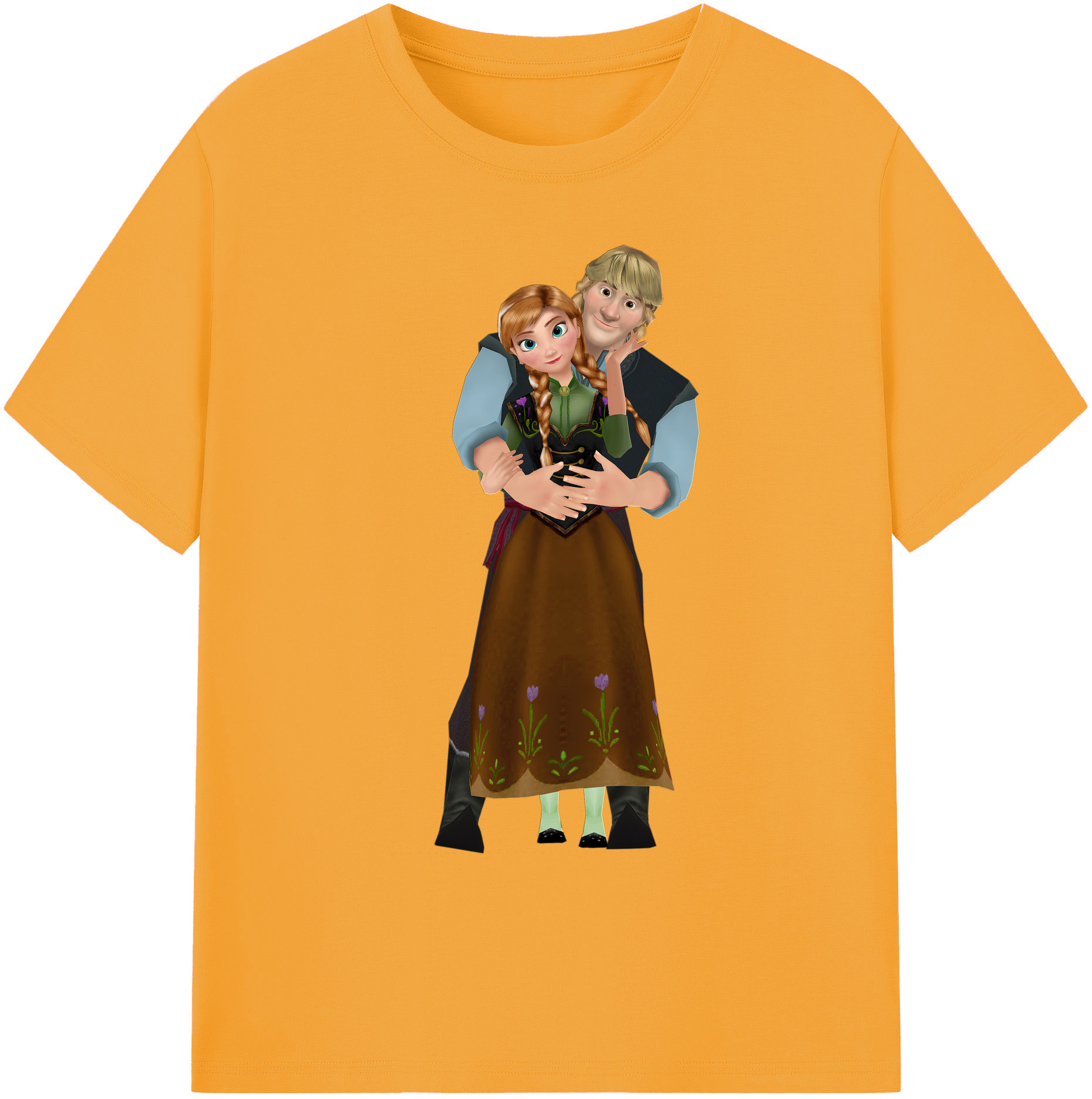 （画像用） アナと雪の女王 アンナ エルサ Frozen Anna Elsa 綿100％ メンズ半袖Tシャツ｜肌触りやわらか＆通気性