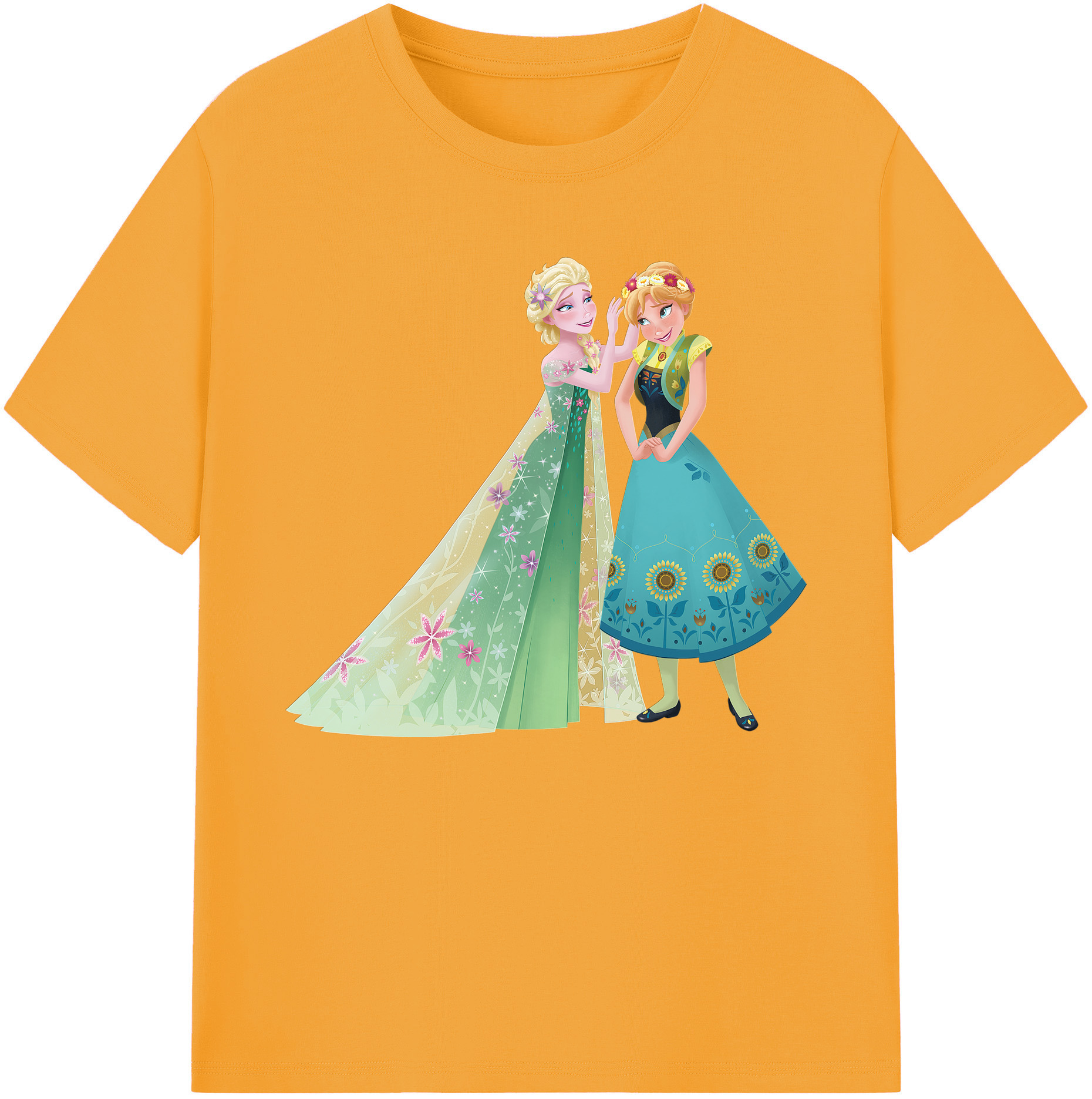 （画像用） アナと雪の女王 アンナ エルサ Frozen Anna Elsa 綿100％ メンズ半袖Tシャツ｜肌触りやわらか＆通気性
