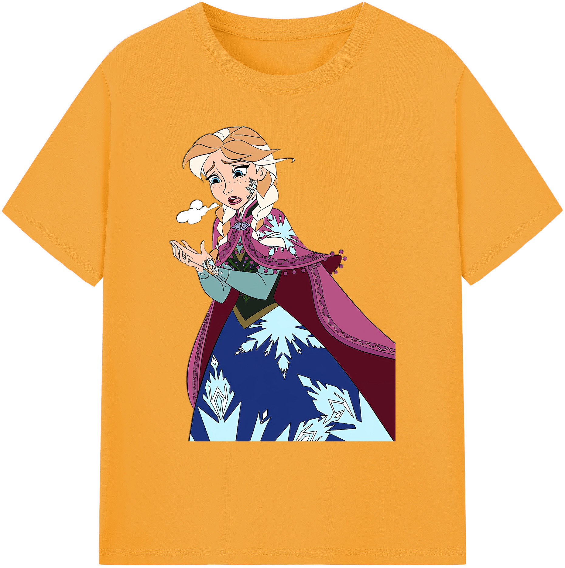（画像用） アナと雪の女王 アンナ エルサ Frozen Anna Elsa 綿100％ メンズ半袖Tシャツ｜肌触りやわらか＆通気性