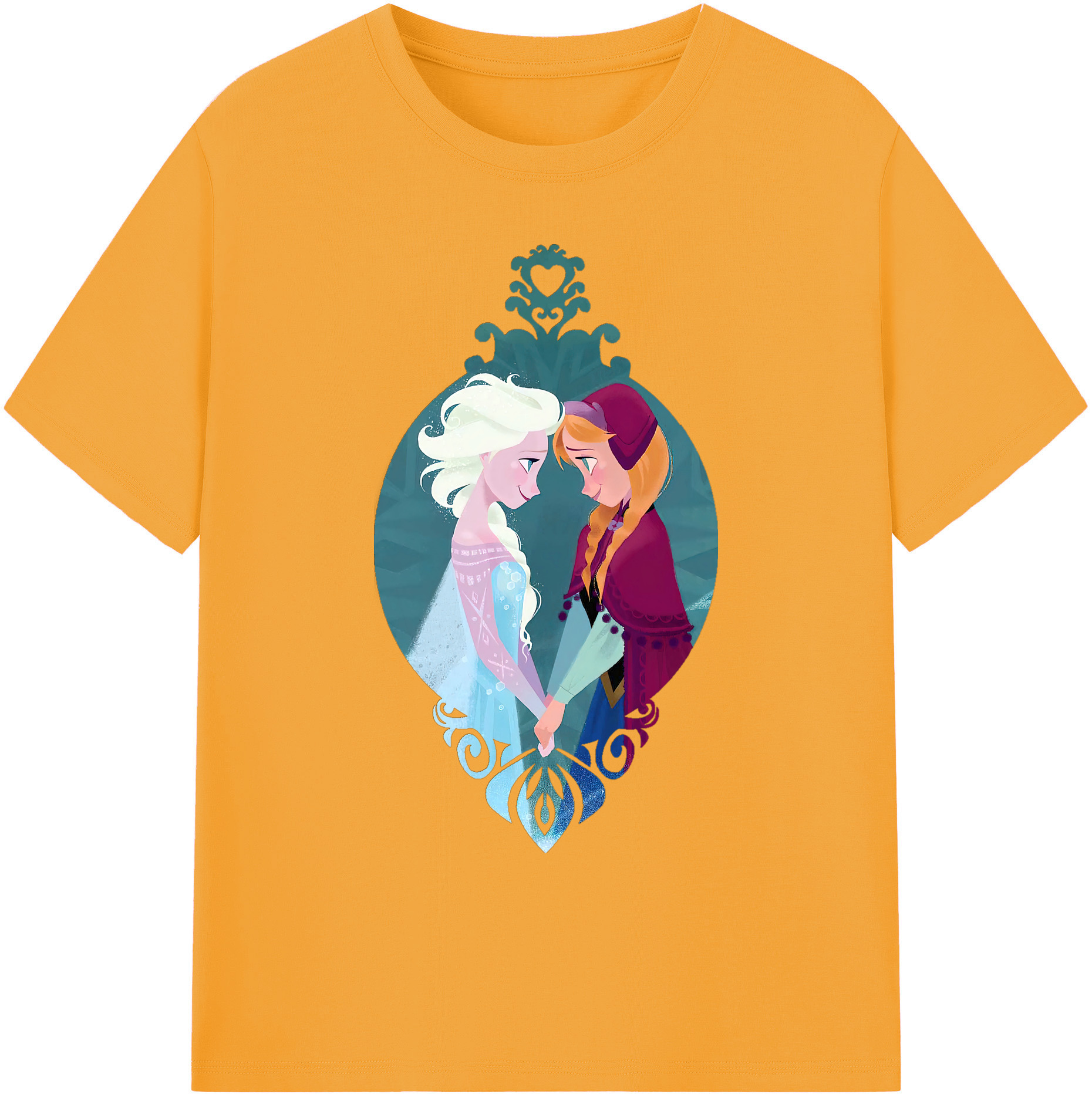（画像用） アナと雪の女王 アンナ エルサ Frozen Anna Elsa 綿100％ メンズ半袖Tシャツ｜肌触りやわらか＆通気性