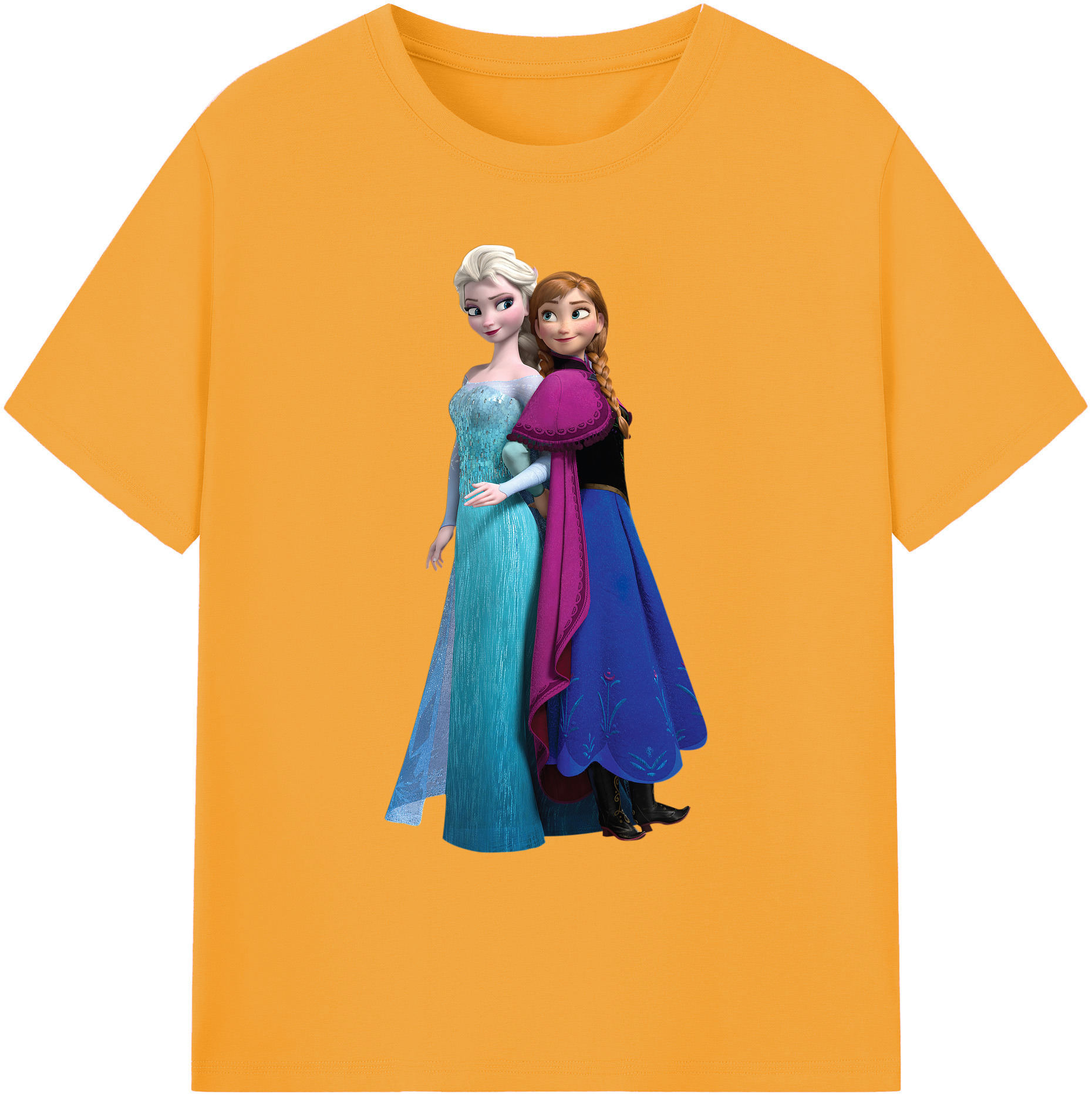 （画像用） アナと雪の女王 アンナ エルサ Frozen Anna Elsa 綿100％ メンズ半袖Tシャツ｜肌触りやわらか＆通気性