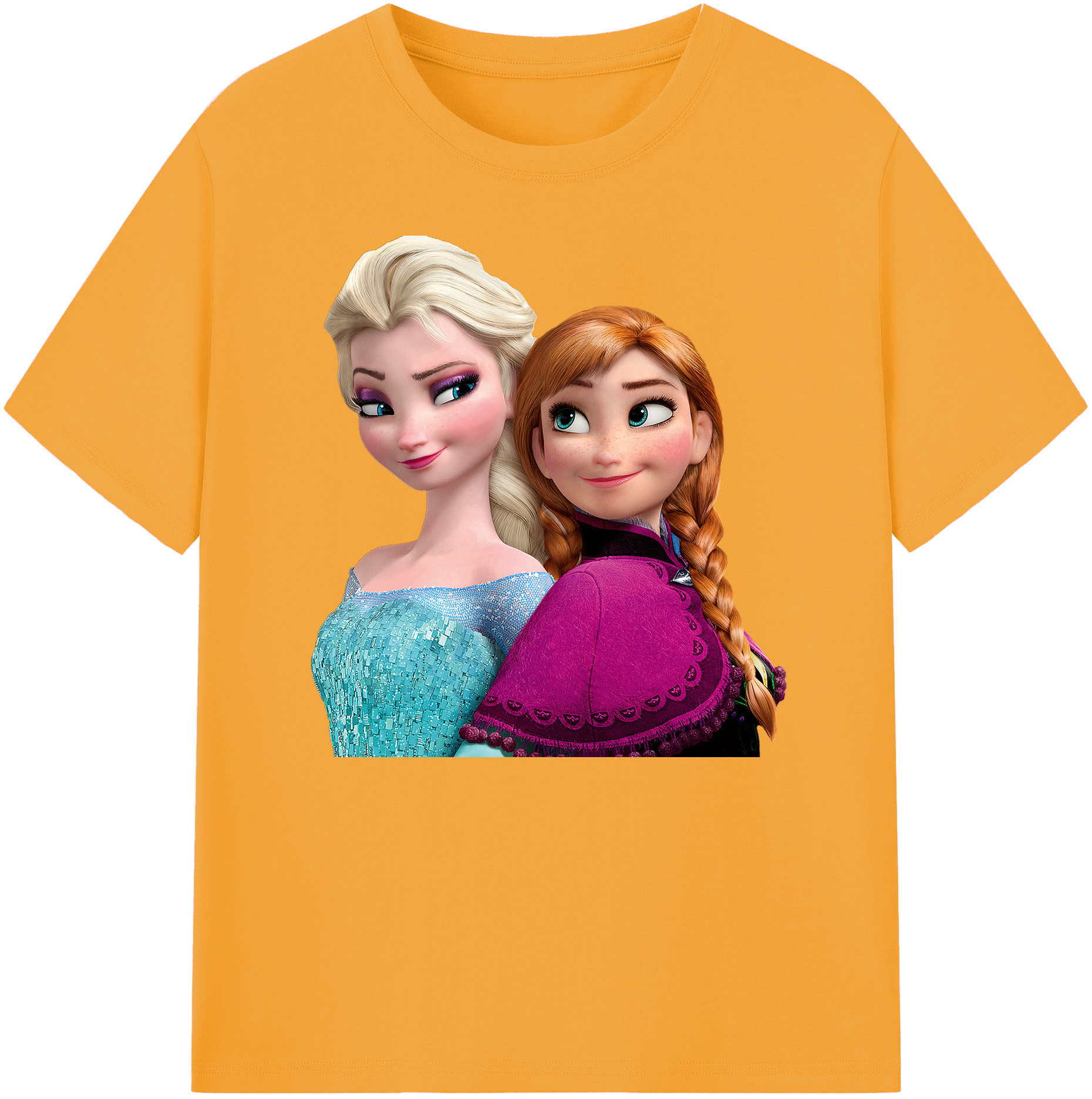 （画像用） アナと雪の女王 アンナ エルサ Frozen Anna Elsa 綿100％ メンズ半袖Tシャツ｜肌触りやわらか＆通気性