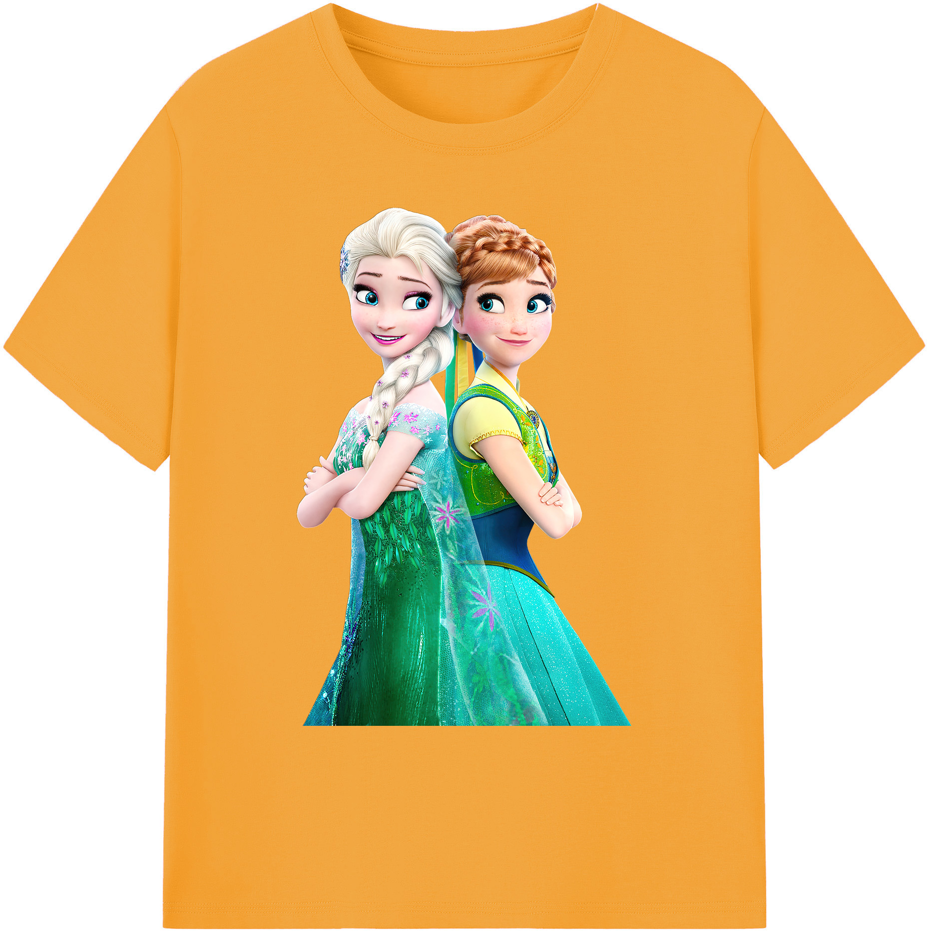 （画像用） アナと雪の女王 アンナ エルサ Frozen Anna Elsa 綿100％ メンズ半袖Tシャツ｜肌触りやわらか＆通気性