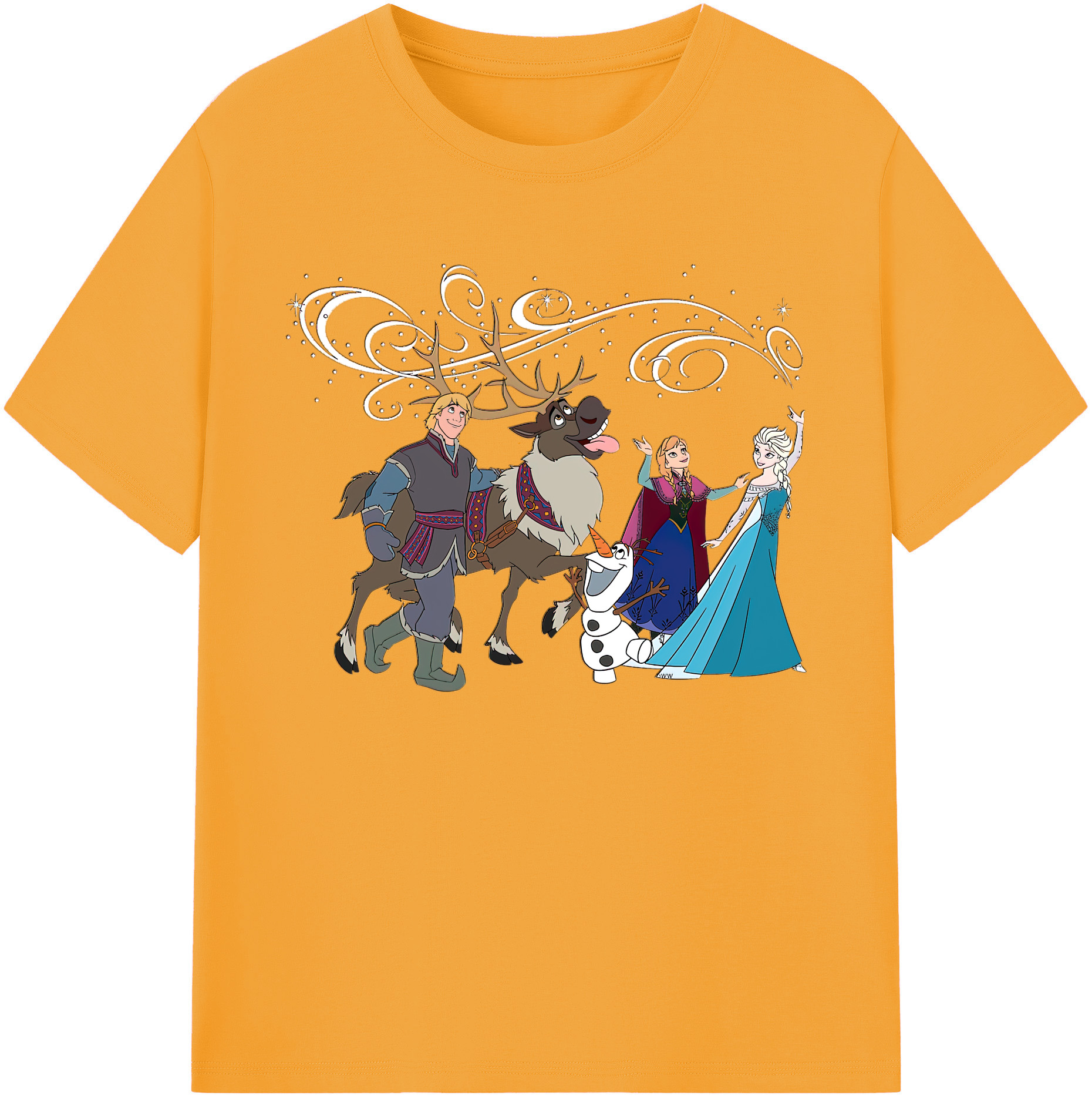 （画像用） アナと雪の女王 アンナ エルサ Frozen Anna Elsa 綿100％ メンズ半袖Tシャツ｜肌触りやわらか＆通気性