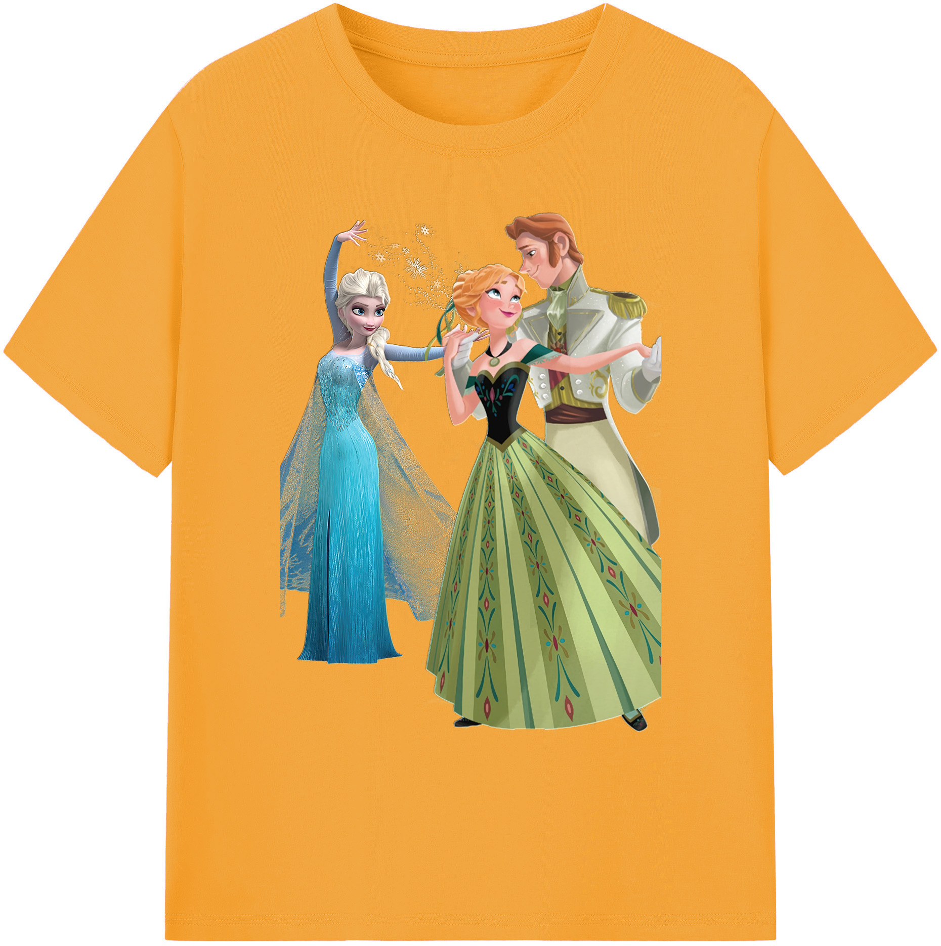 （画像用） アナと雪の女王 アンナ エルサ Frozen Anna Elsa 綿100％ メンズ半袖Tシャツ｜肌触りやわらか＆通気性