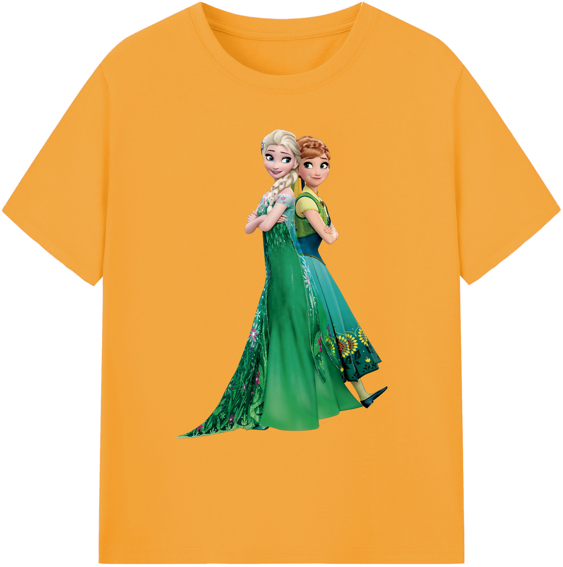 （画像用） アナと雪の女王 アンナ エルサ Frozen Anna Elsa 綿100％ メンズ半袖Tシャツ｜肌触りやわらか＆通気性