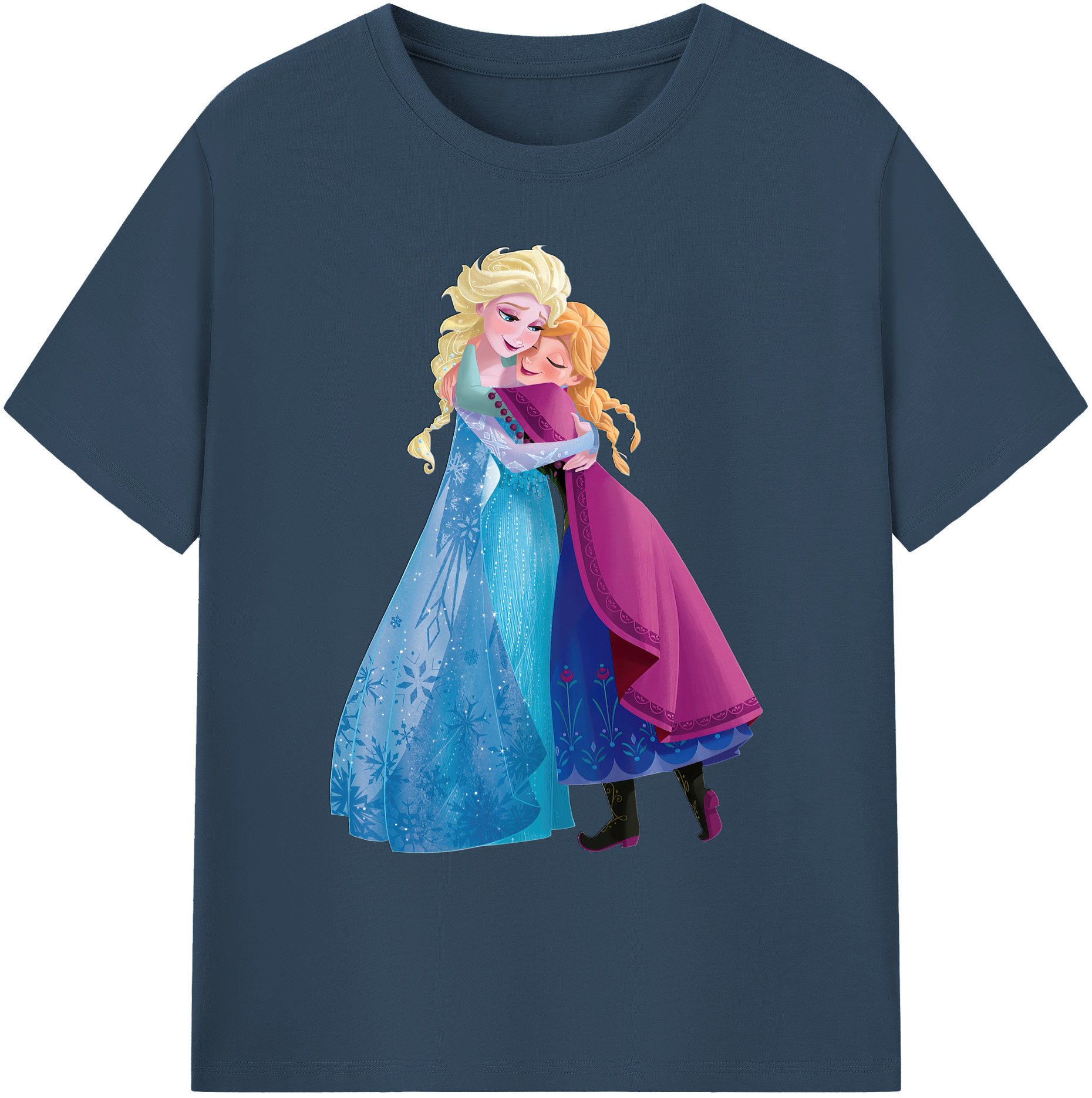 （画像用） アナと雪の女王 アンナ エルサ Frozen Anna Elsa 綿100％ メンズ半袖Tシャツ｜肌触りやわらか＆通気性