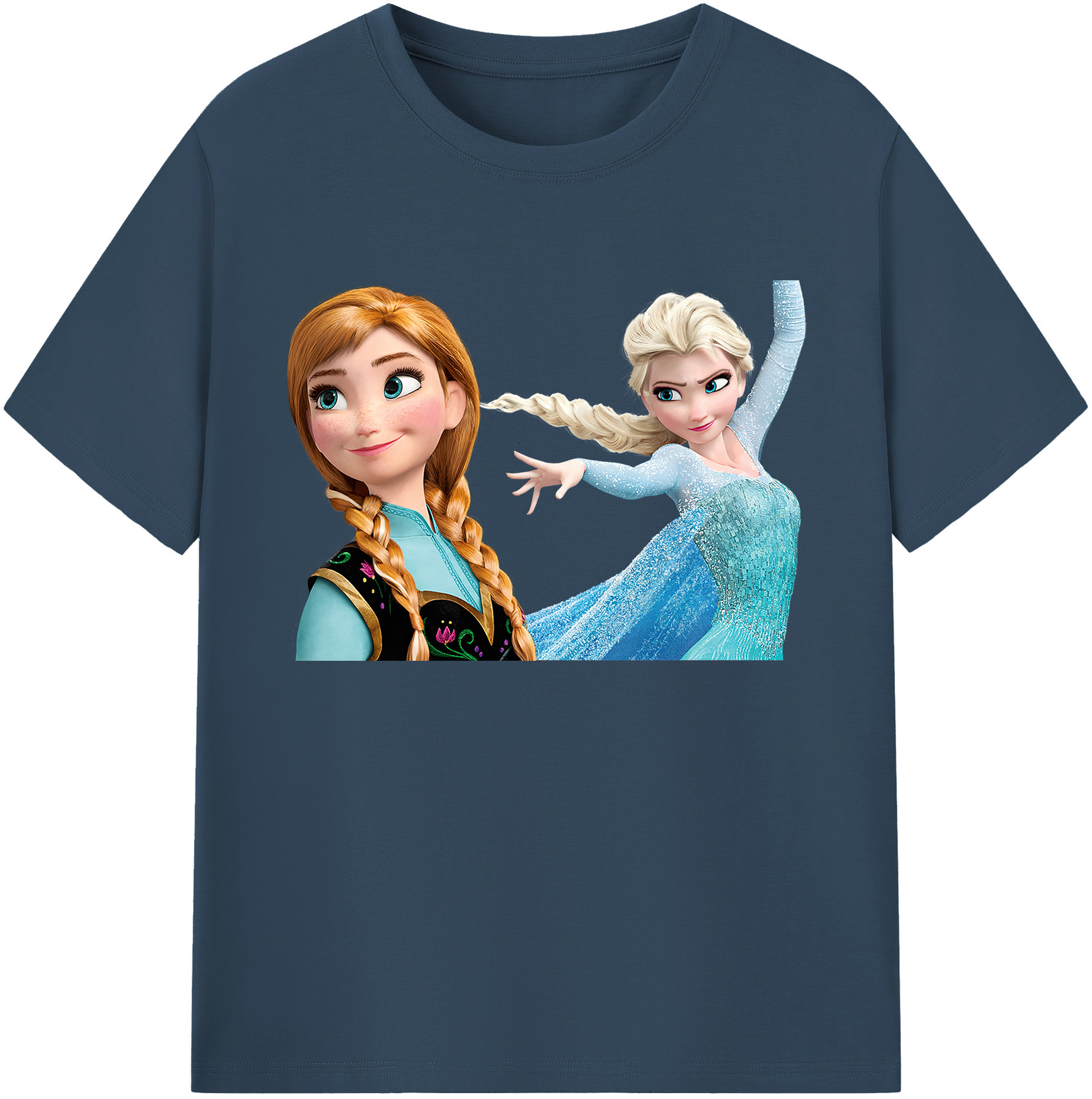 （画像用） アナと雪の女王 アンナ エルサ Frozen Anna Elsa 綿100％ メンズ半袖Tシャツ｜肌触りやわらか＆通気性