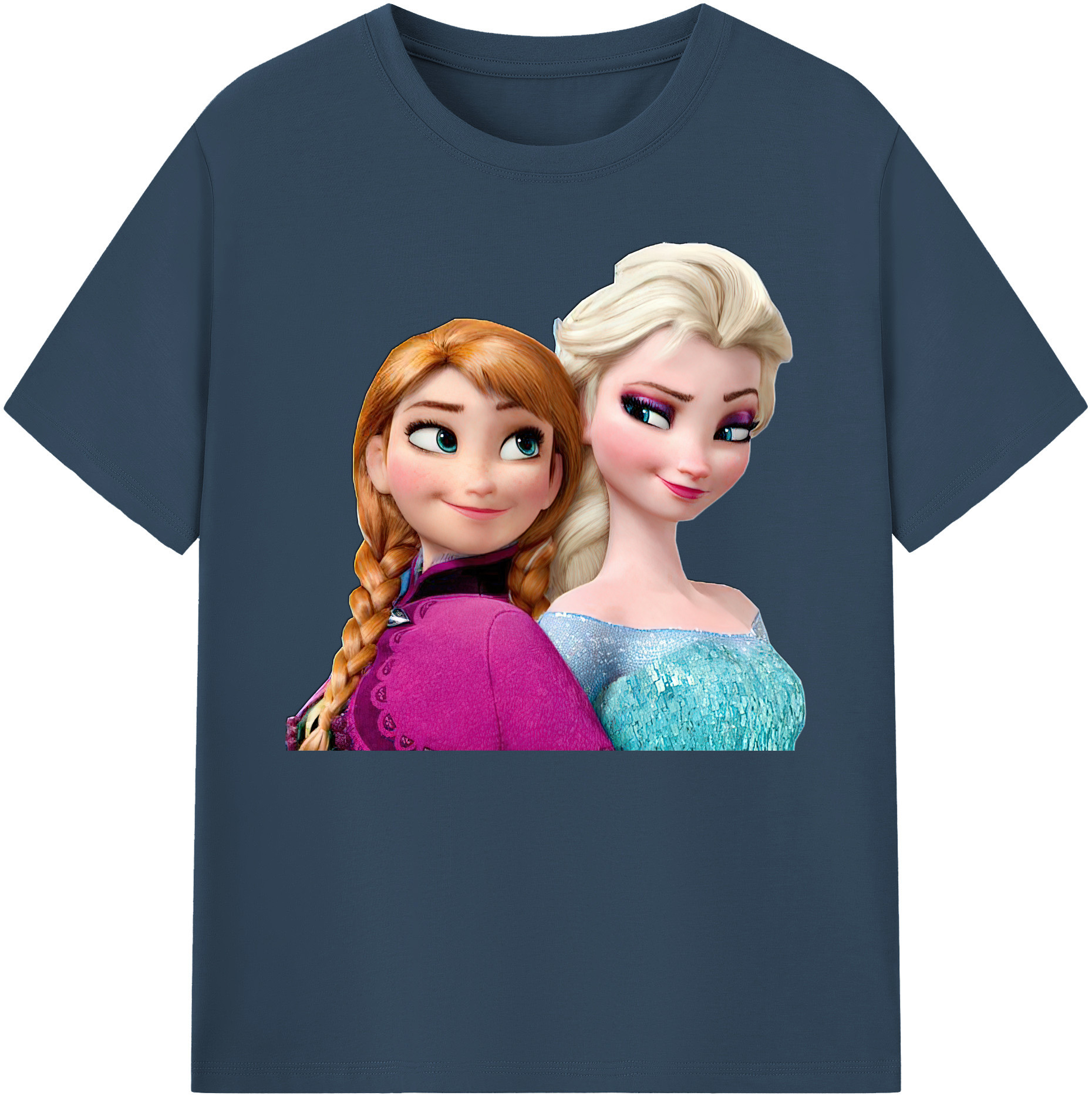 （画像用） アナと雪の女王 アンナ エルサ Frozen Anna Elsa 綿100％ メンズ半袖Tシャツ｜肌触りやわらか＆通気性