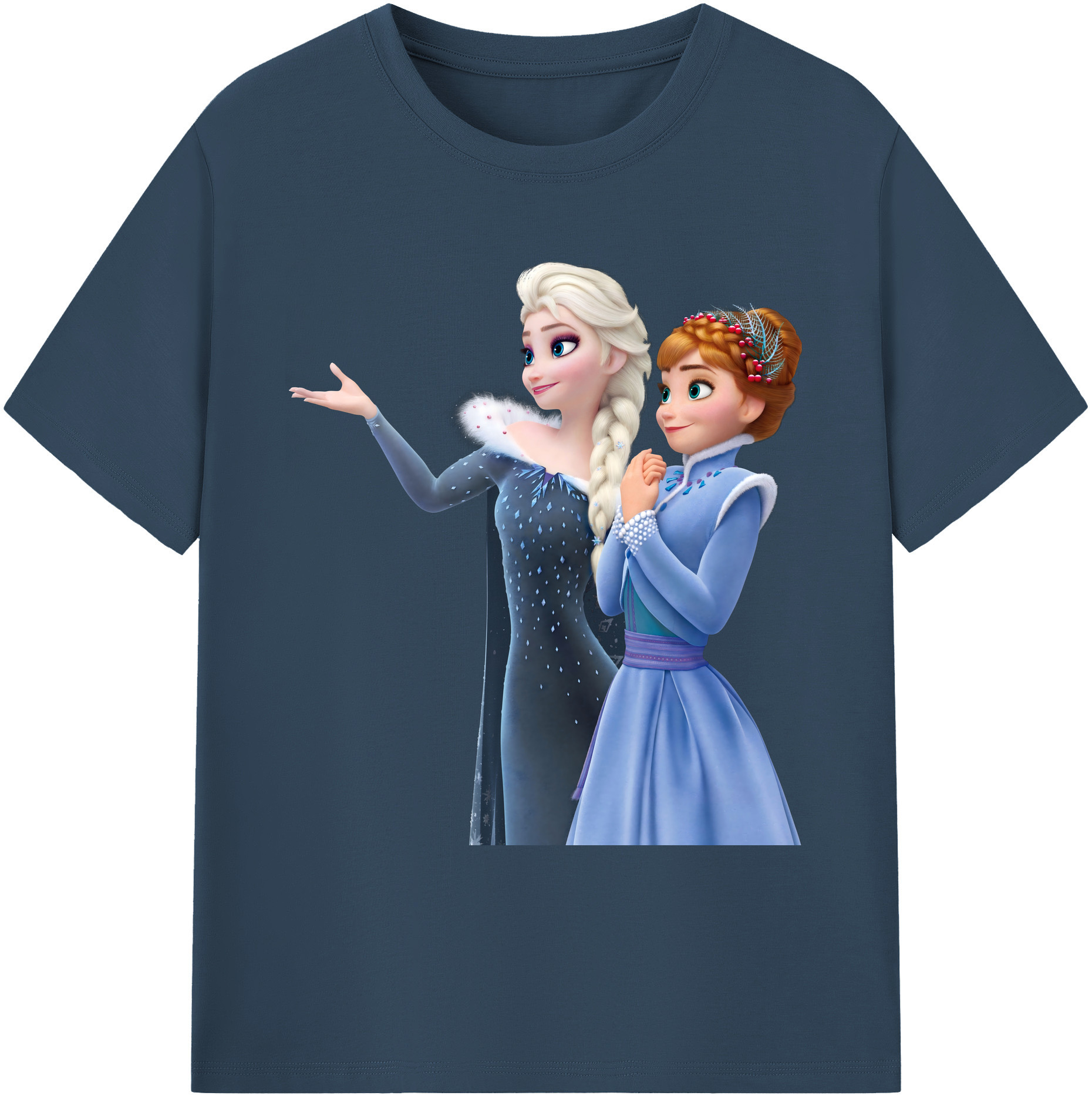 （画像用） アナと雪の女王 アンナ エルサ Frozen Anna Elsa 綿100％ メンズ半袖Tシャツ｜肌触りやわらか＆通気性