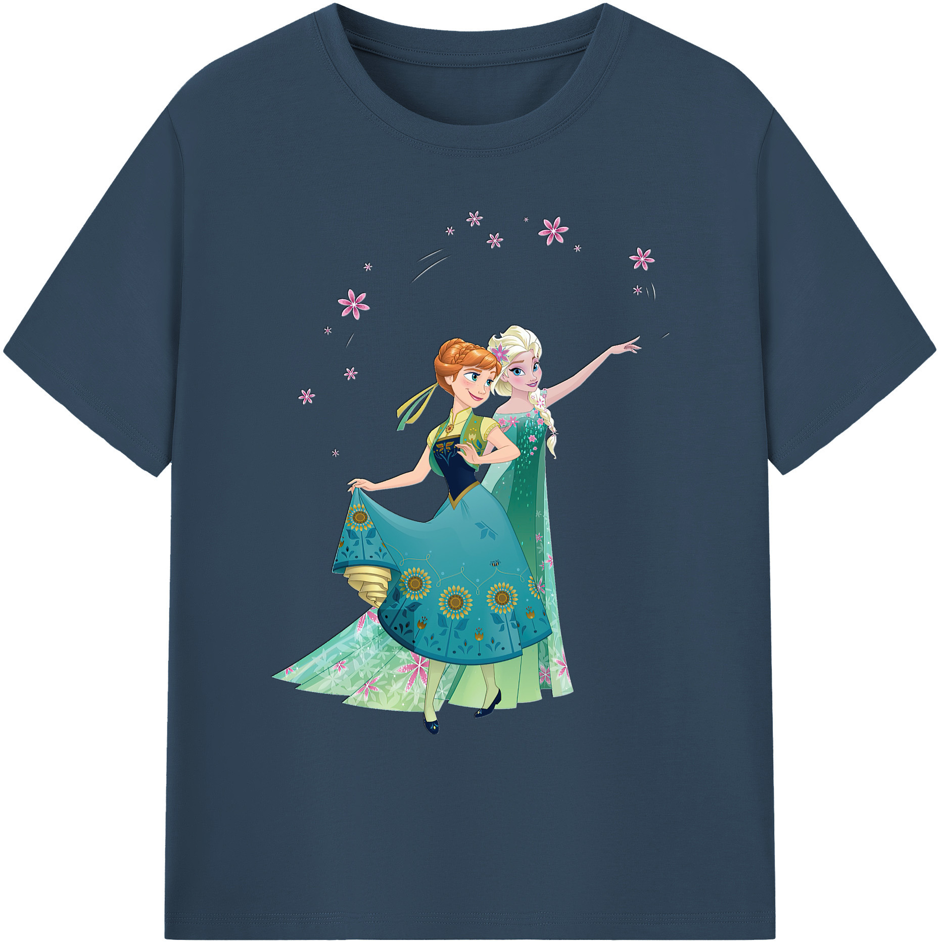 （画像用） アナと雪の女王 アンナ エルサ Frozen Anna Elsa 綿100％ メンズ半袖Tシャツ｜肌触りやわらか＆通気性