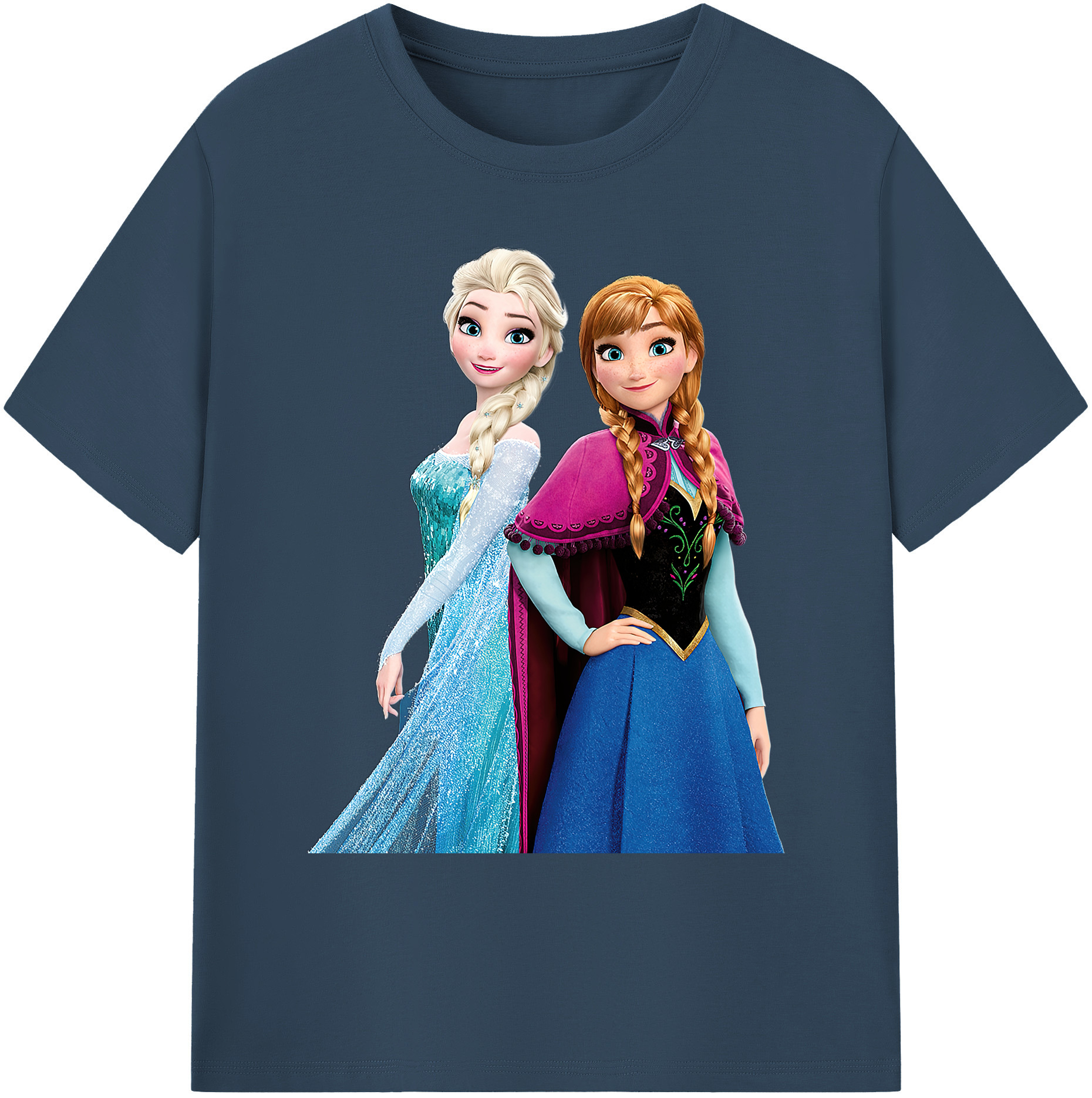 （画像用） アナと雪の女王 アンナ エルサ Frozen Anna Elsa 綿100％ メンズ半袖Tシャツ｜肌触りやわらか＆通気性