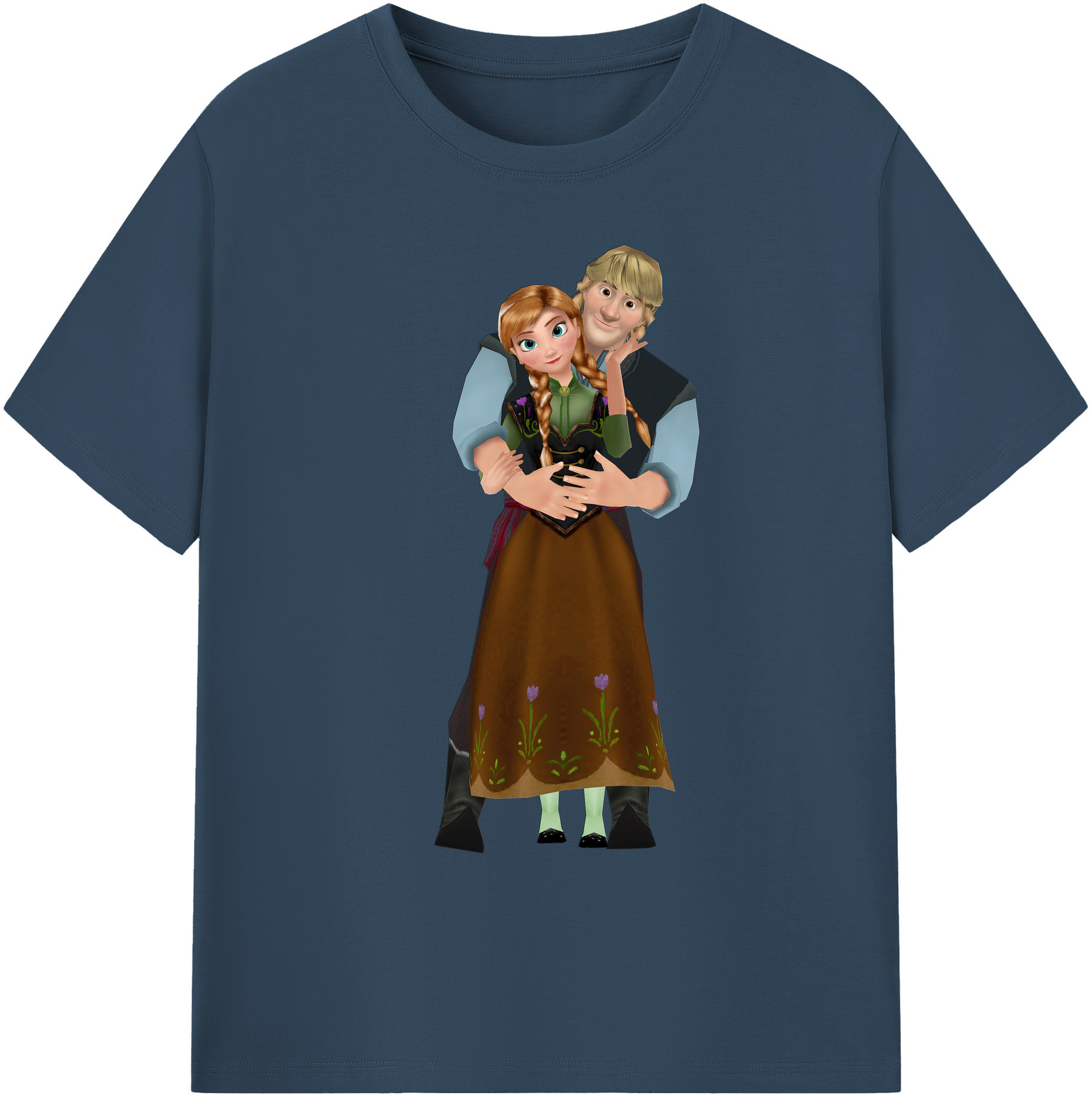 （画像用） アナと雪の女王 アンナ エルサ Frozen Anna Elsa 綿100％ メンズ半袖Tシャツ｜肌触りやわらか＆通気性