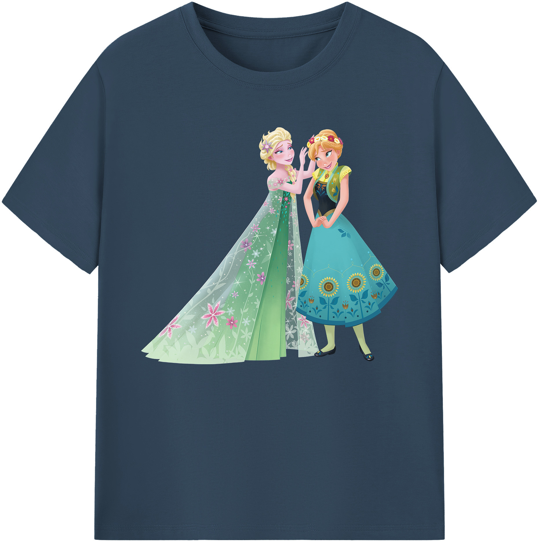 （画像用） アナと雪の女王 アンナ エルサ Frozen Anna Elsa 綿100％ メンズ半袖Tシャツ｜肌触りやわらか＆通気性