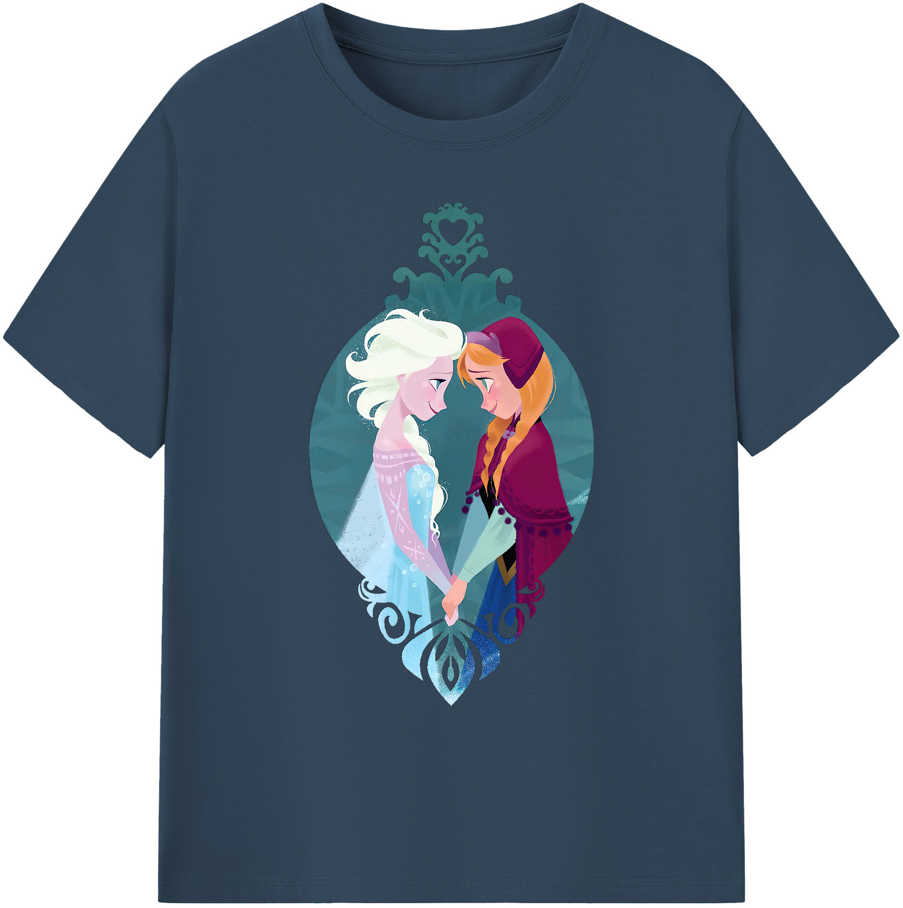 （画像用） アナと雪の女王 アンナ エルサ Frozen Anna Elsa 綿100％ メンズ半袖Tシャツ｜肌触りやわらか＆通気性