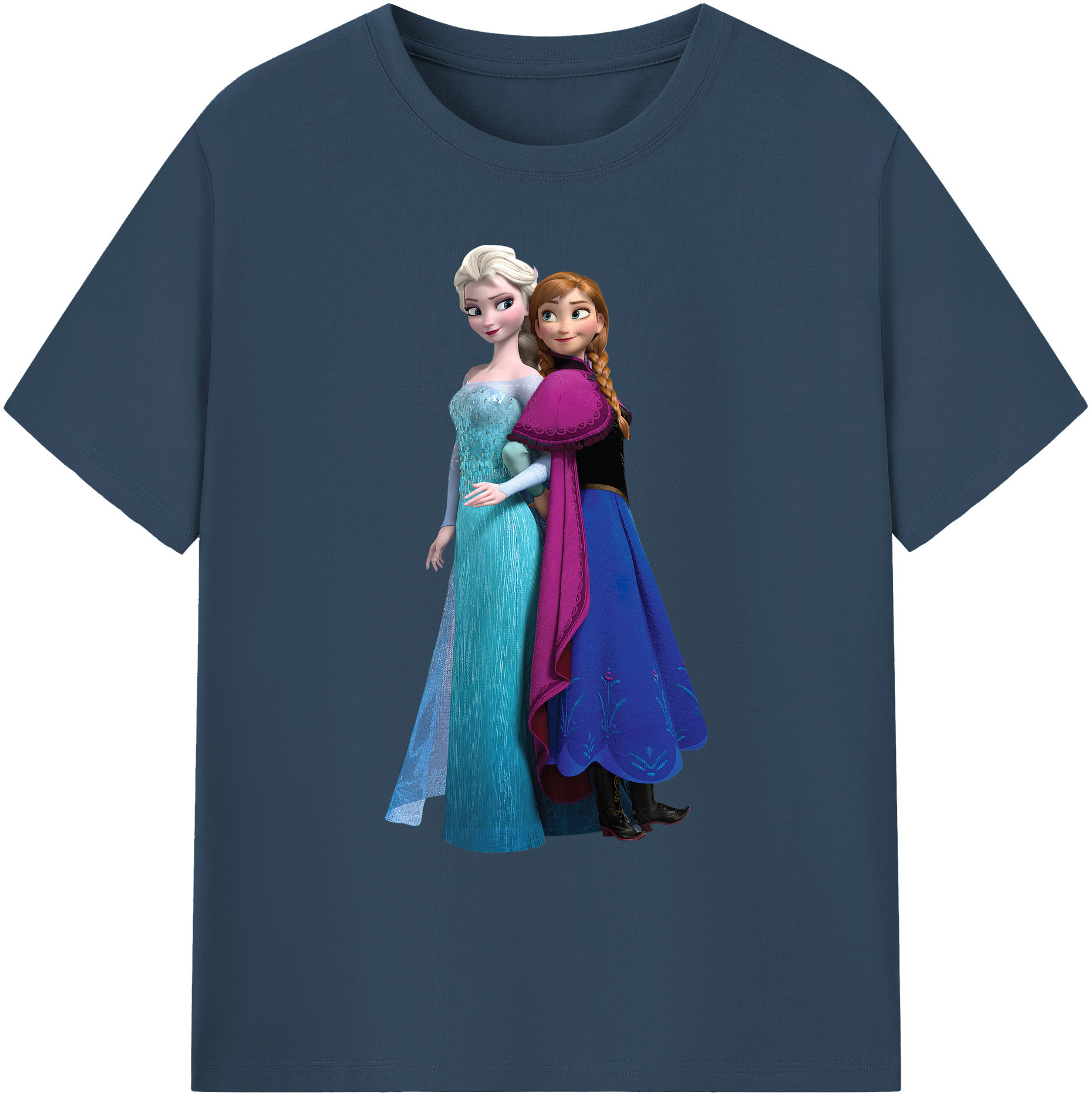 （画像用） アナと雪の女王 アンナ エルサ Frozen Anna Elsa 綿100％ メンズ半袖Tシャツ｜肌触りやわらか＆通気性