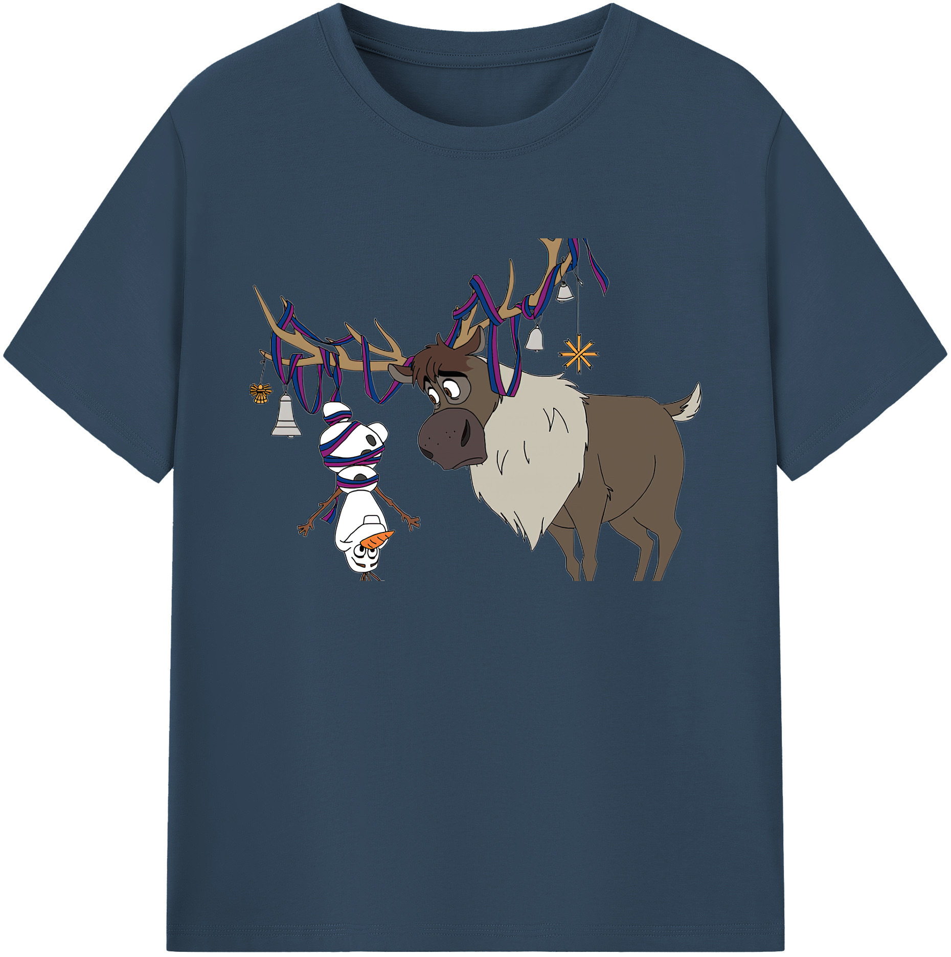 （画像用） アナと雪の女王 アンナ エルサ Frozen Anna Elsa 綿100％ メンズ半袖Tシャツ｜肌触りやわらか＆通気性