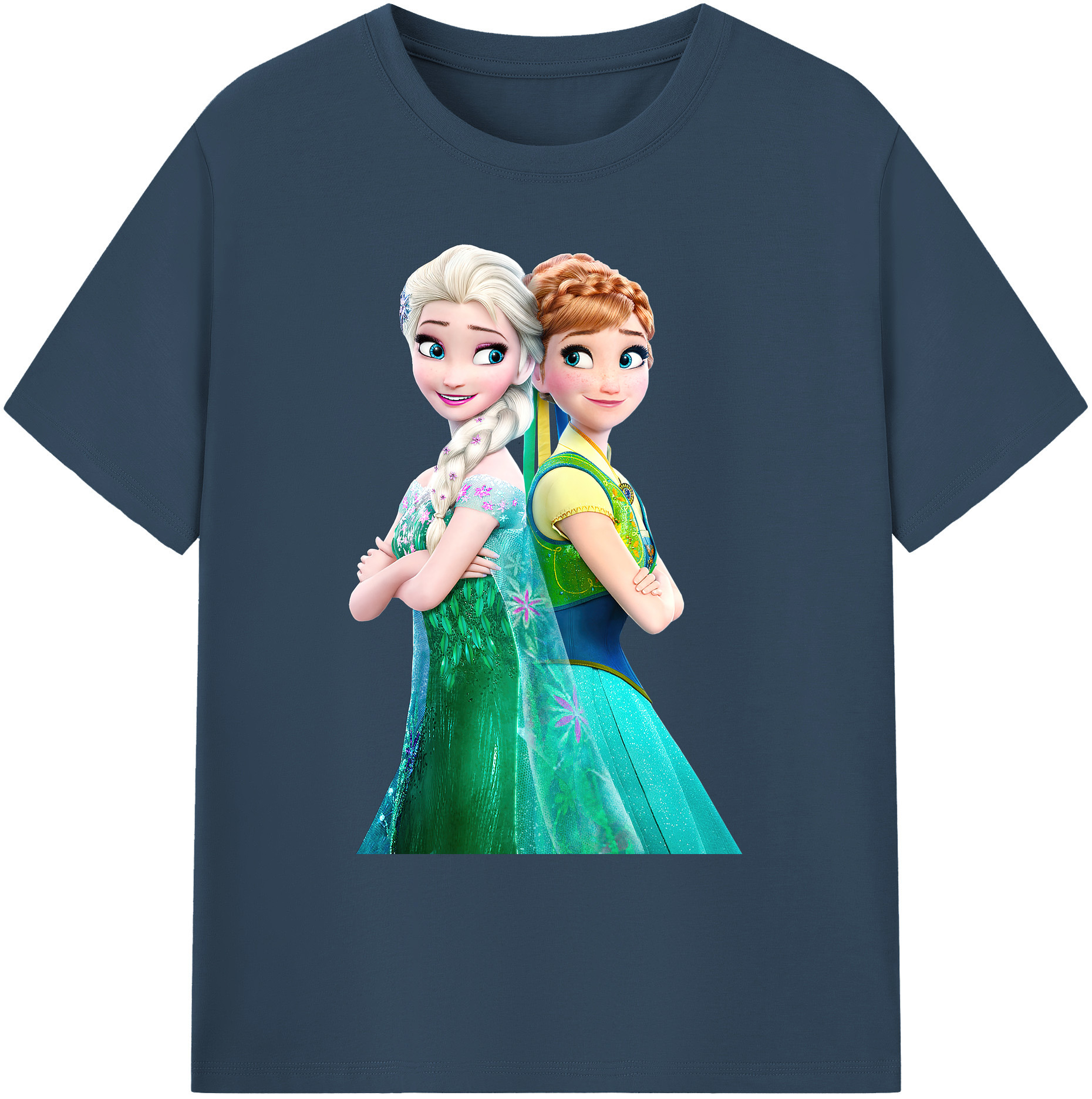 （画像用） アナと雪の女王 アンナ エルサ Frozen Anna Elsa 綿100％ メンズ半袖Tシャツ｜肌触りやわらか＆通気性