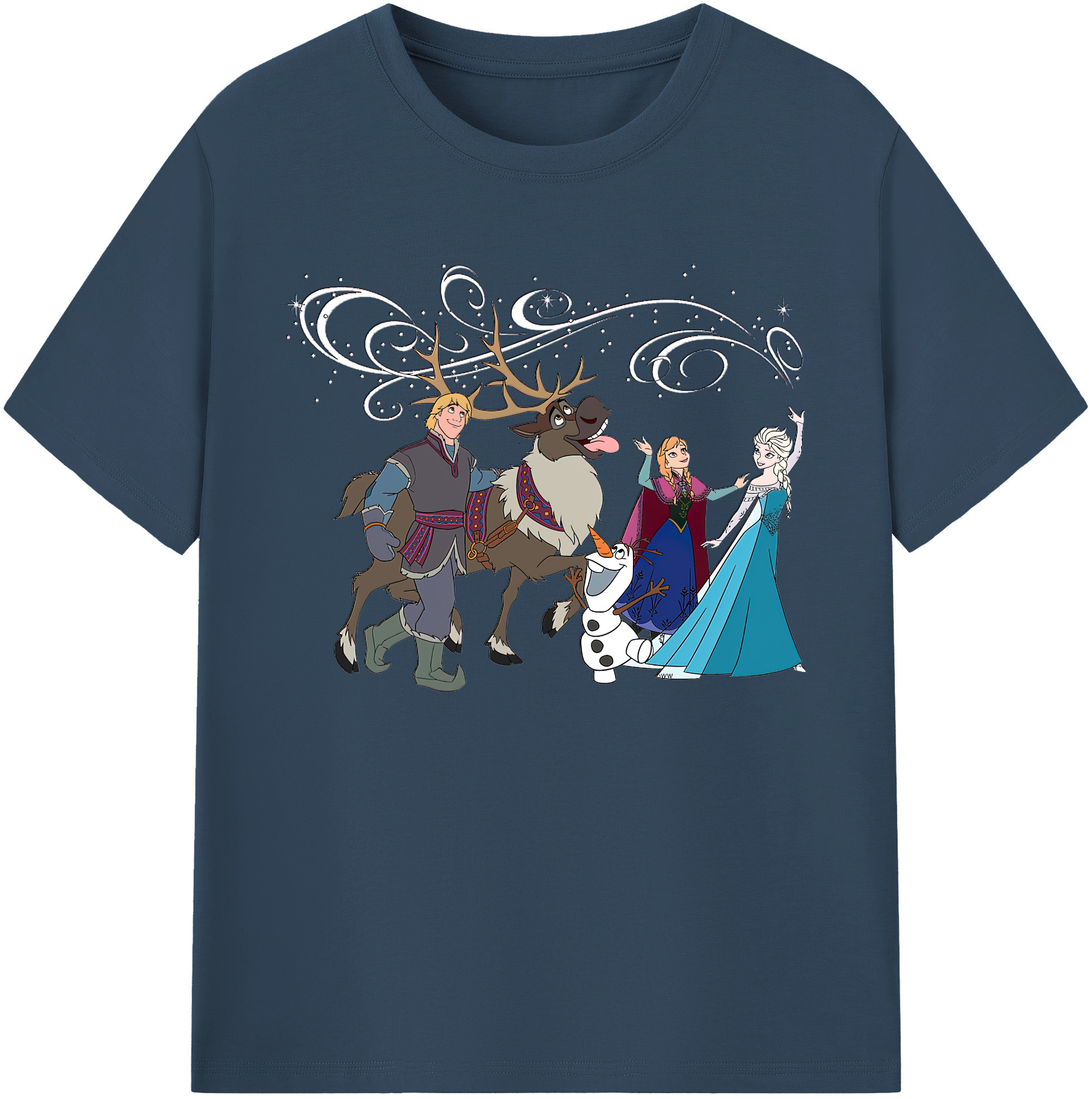 （画像用） アナと雪の女王 アンナ エルサ Frozen Anna Elsa 綿100％ メンズ半袖Tシャツ｜肌触りやわらか＆通気性