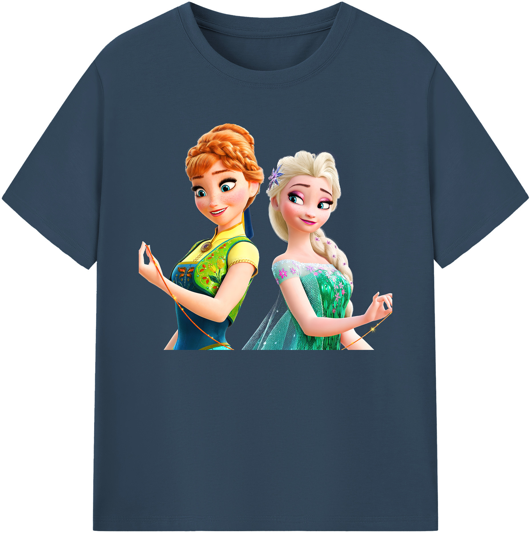 （画像用） アナと雪の女王 アンナ エルサ Frozen Anna Elsa 綿100％ メンズ半袖Tシャツ｜肌触りやわらか＆通気性
