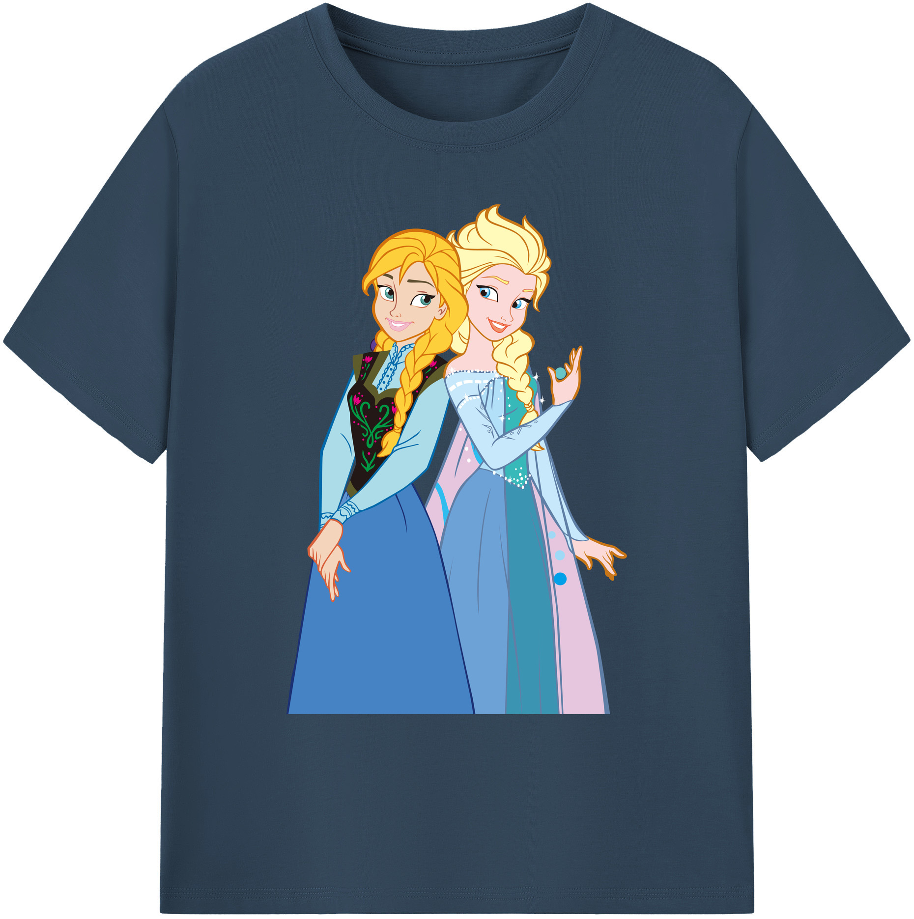 （画像用） アナと雪の女王 アンナ エルサ Frozen Anna Elsa 綿100％ メンズ半袖Tシャツ｜肌触りやわらか＆通気性