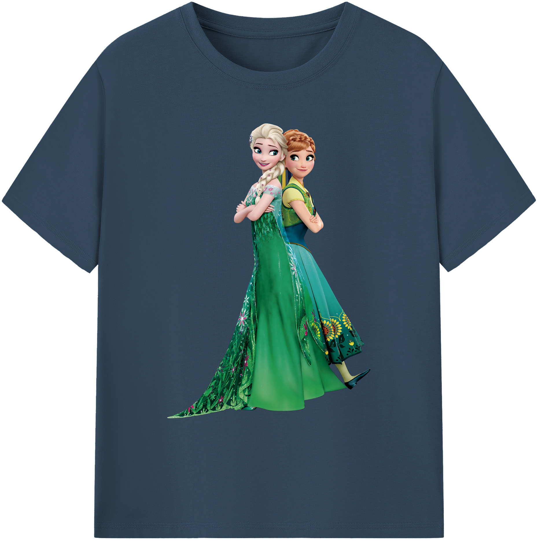 （画像用） アナと雪の女王 アンナ エルサ Frozen Anna Elsa 綿100％ メンズ半袖Tシャツ｜肌触りやわらか＆通気性