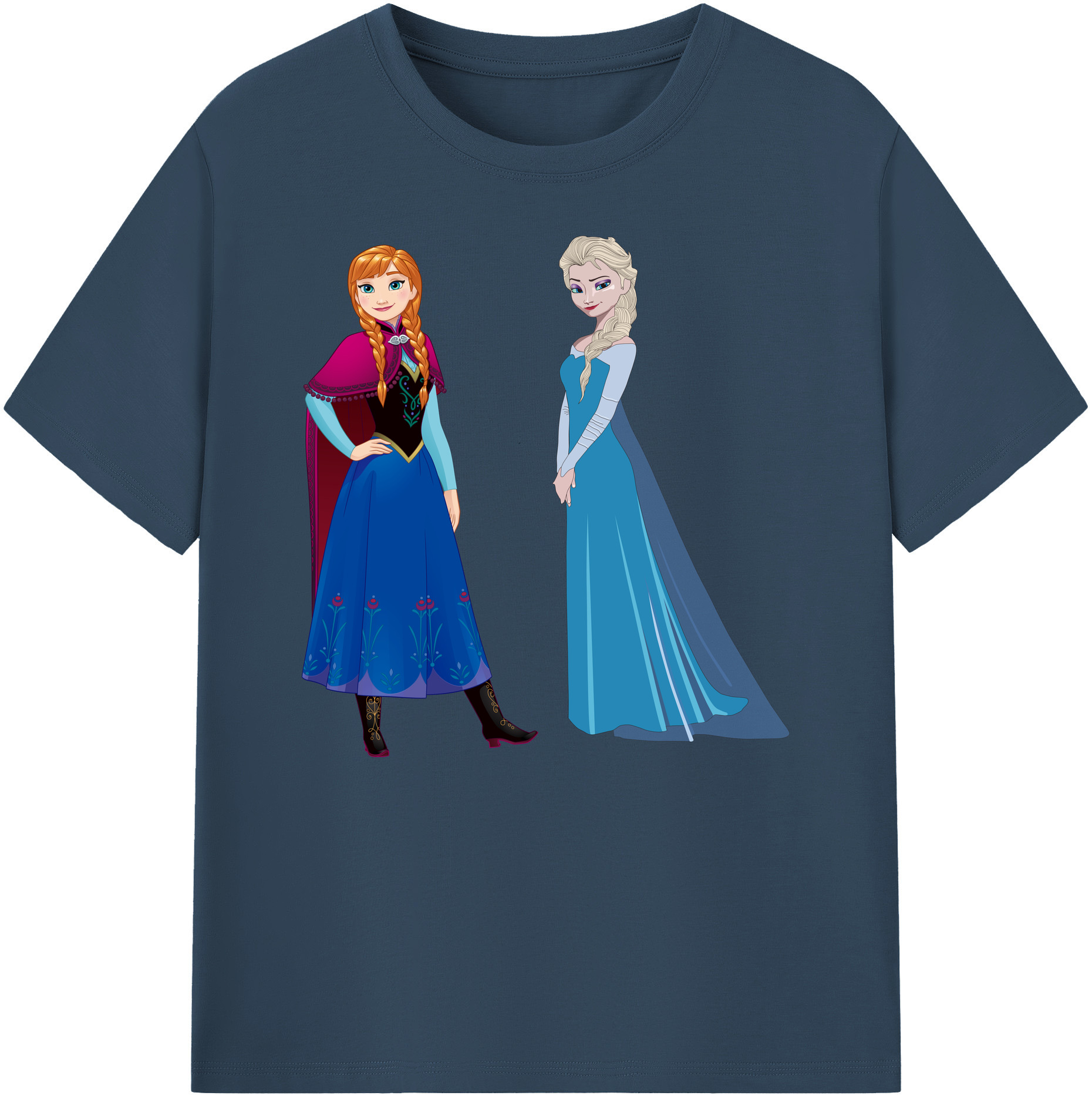 （画像用） アナと雪の女王 アンナ エルサ Frozen Anna Elsa 綿100％ メンズ半袖Tシャツ｜肌触りやわらか＆通気性