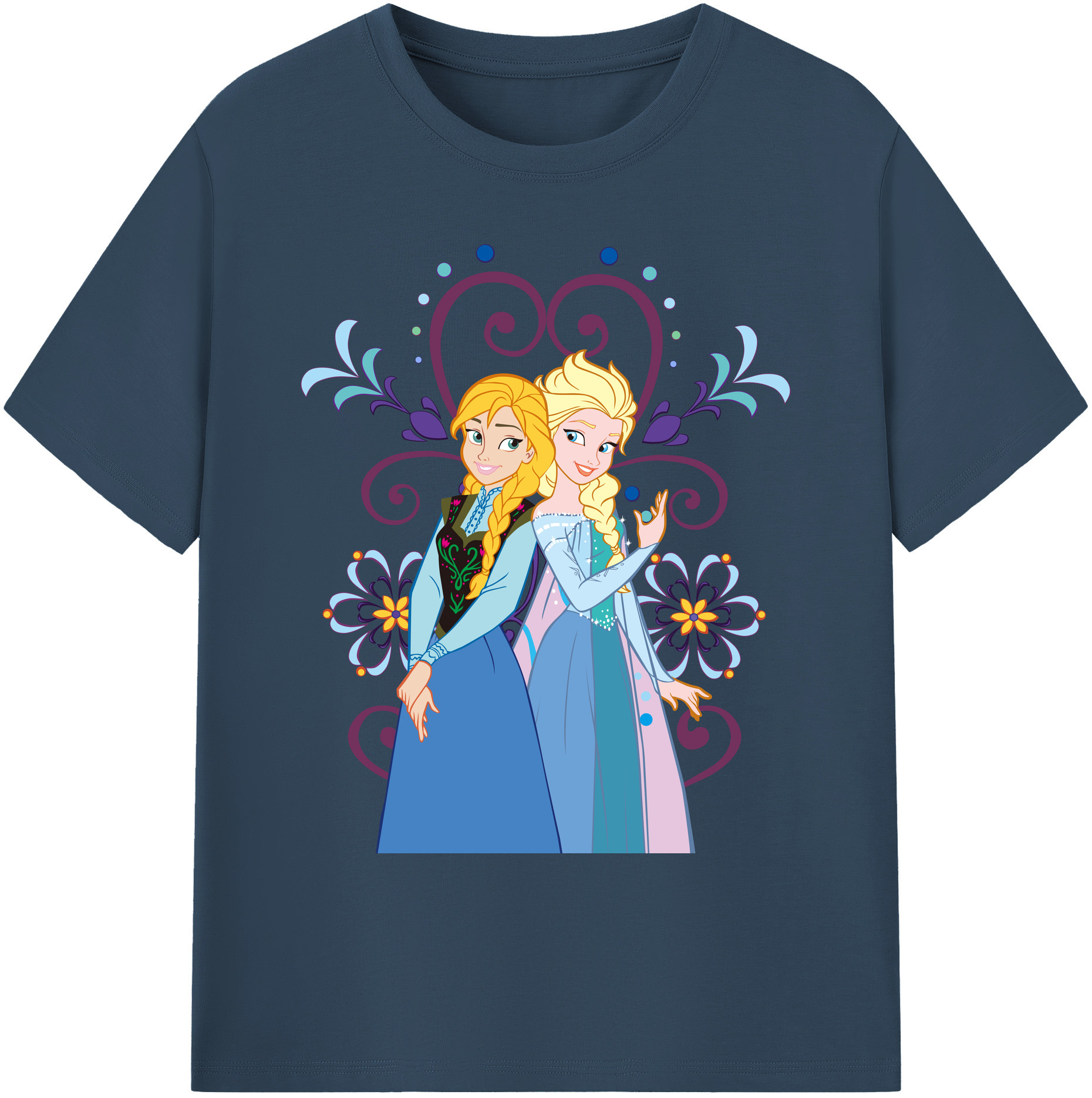 （画像用） アナと雪の女王 アンナ エルサ Frozen Anna Elsa 綿100％ メンズ半袖Tシャツ｜肌触りやわらか＆通気性