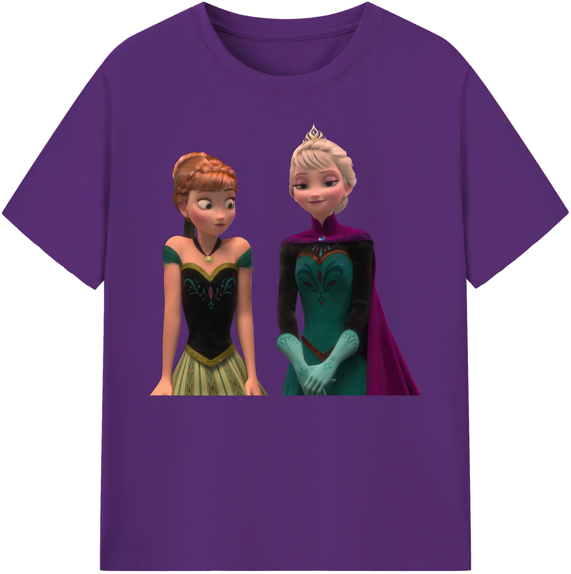 （画像用） アナと雪の女王 アンナ エルサ Frozen Anna Elsa 綿100％ メンズ半袖Tシャツ｜肌触りやわらか＆通気性