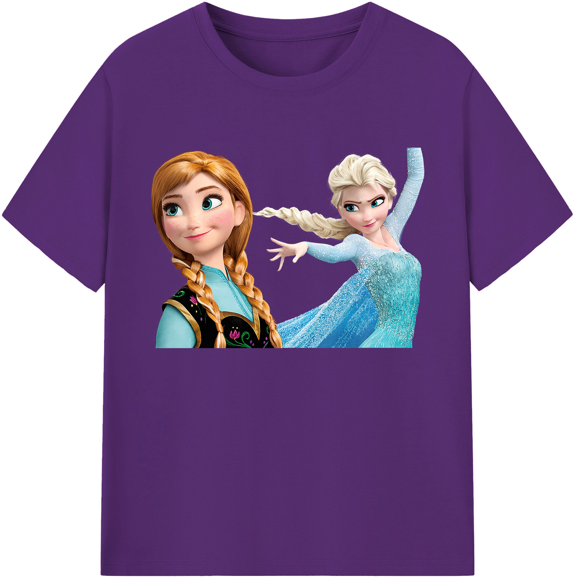 （画像用） アナと雪の女王 アンナ エルサ Frozen Anna Elsa 綿100％ メンズ半袖Tシャツ｜肌触りやわらか＆通気性