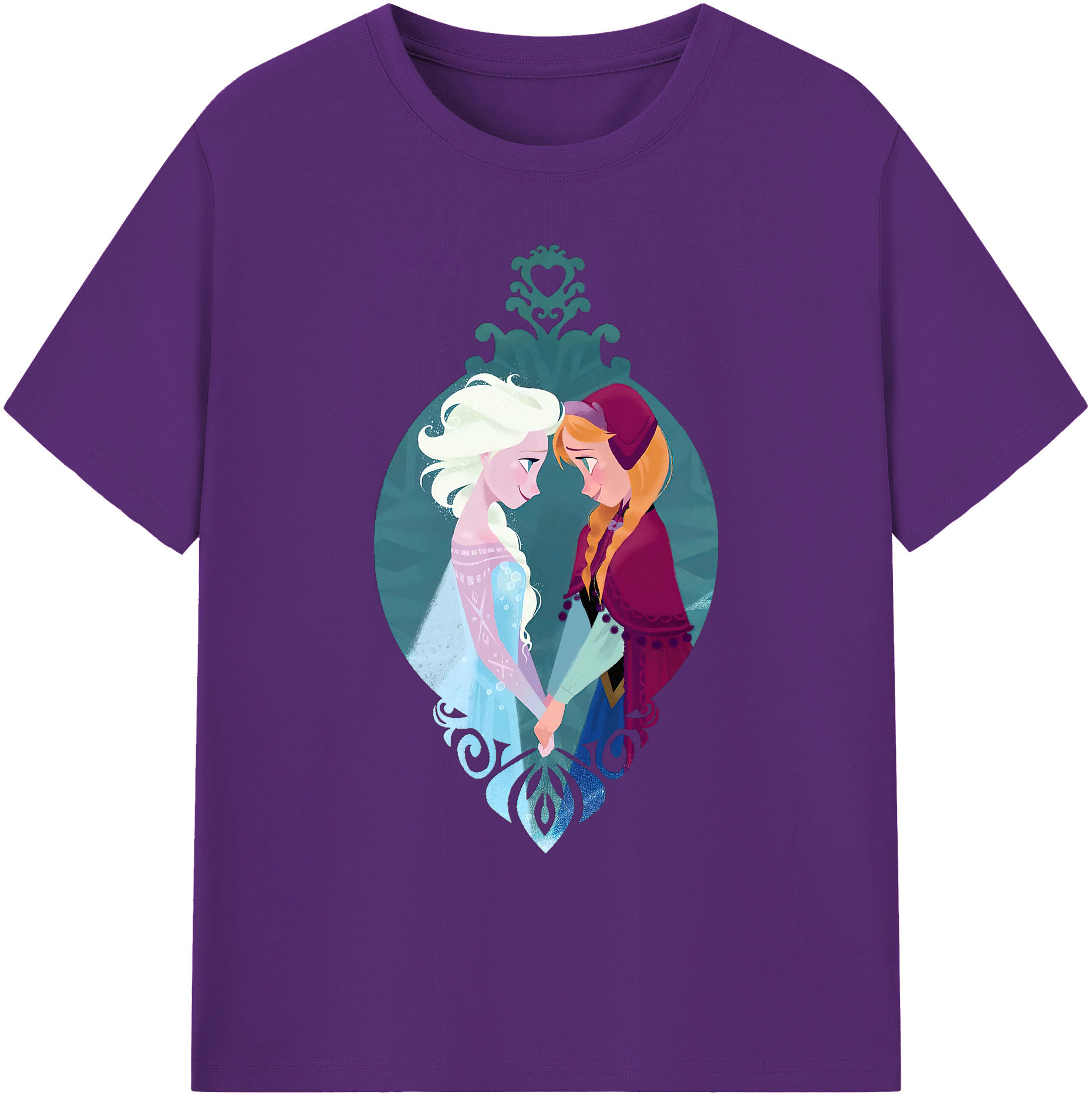 （画像用） アナと雪の女王 アンナ エルサ Frozen Anna Elsa 綿100％ メンズ半袖Tシャツ｜肌触りやわらか＆通気性