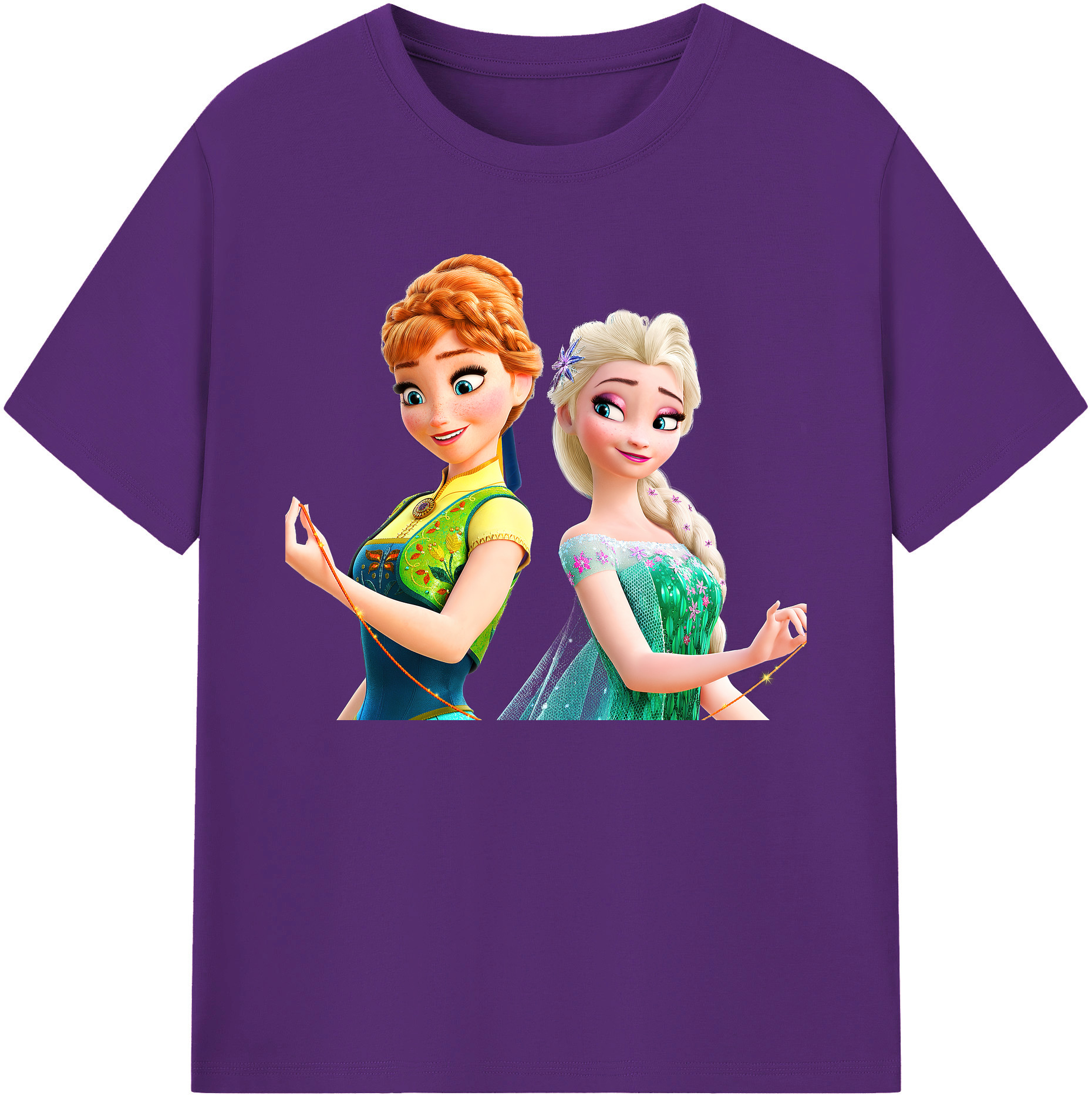 （画像用） アナと雪の女王 アンナ エルサ Frozen Anna Elsa 綿100％ メンズ半袖Tシャツ｜肌触りやわらか＆通気性