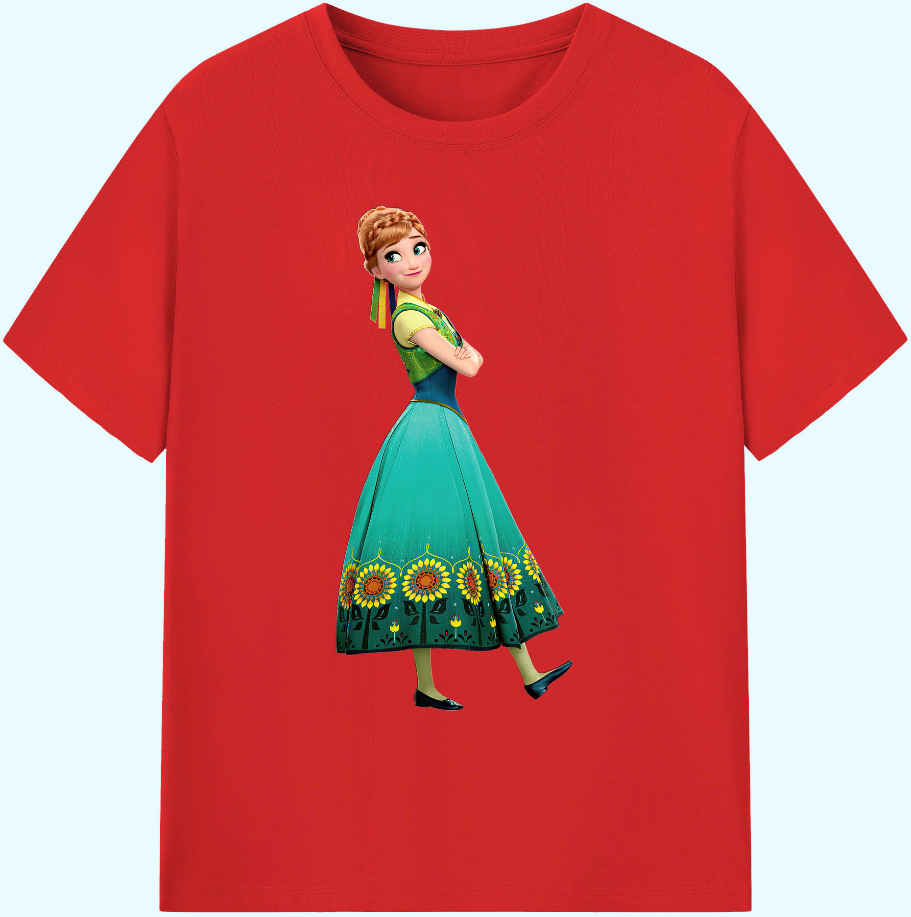 （画像用） アナと雪の女王 アンナ エルサ Frozen Anna Elsa 綿100％ メンズ半袖Tシャツ｜肌触りやわらか＆通気性
