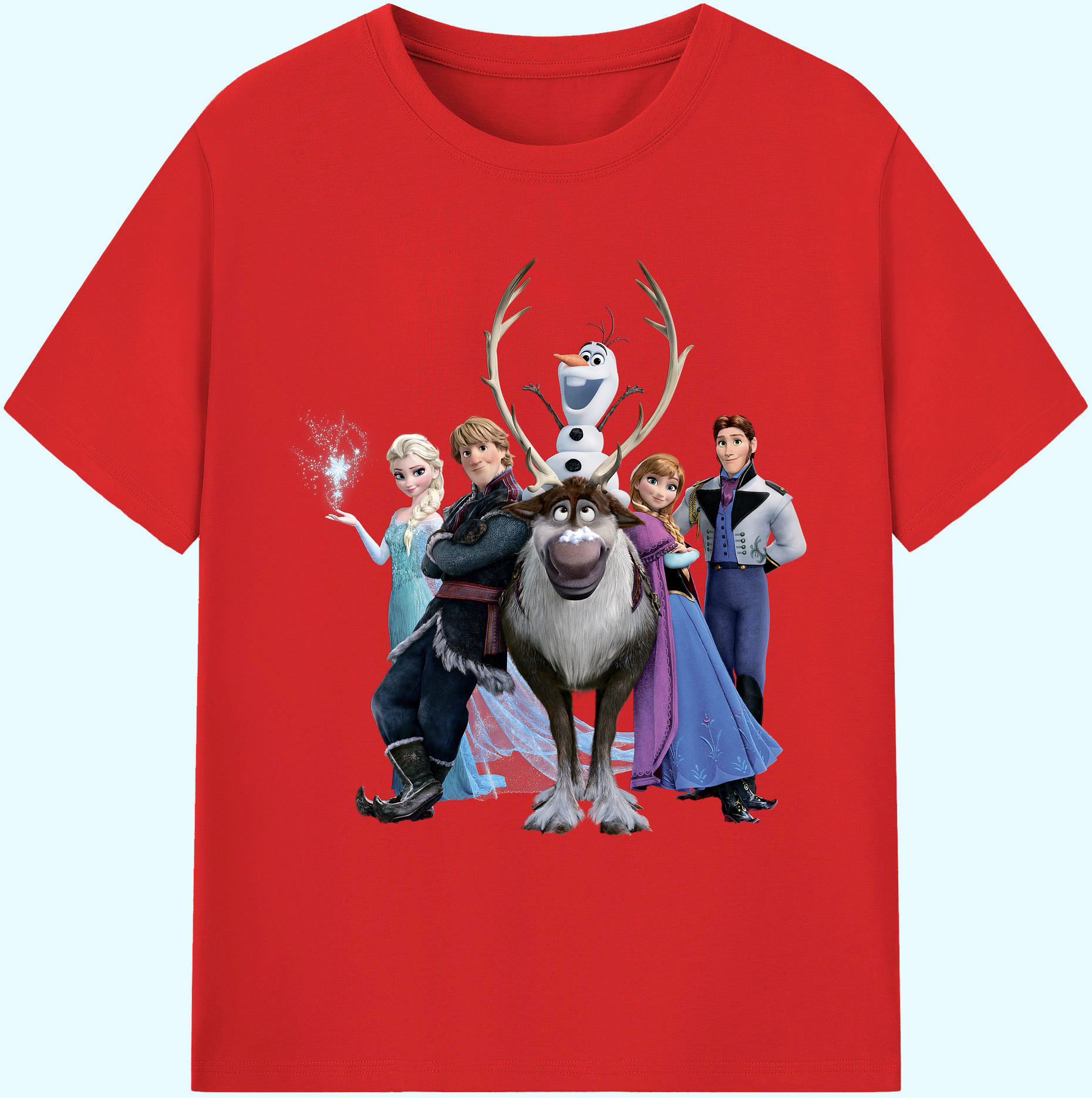 （画像用） アナと雪の女王 アンナ エルサ Frozen Anna Elsa 綿100％ メンズ半袖Tシャツ｜肌触りやわらか＆通気性