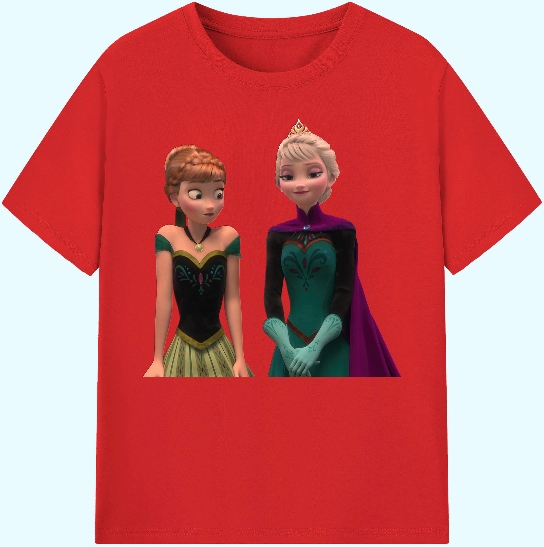 （画像用） アナと雪の女王 アンナ エルサ Frozen Anna Elsa 綿100％ メンズ半袖Tシャツ｜肌触りやわらか＆通気性