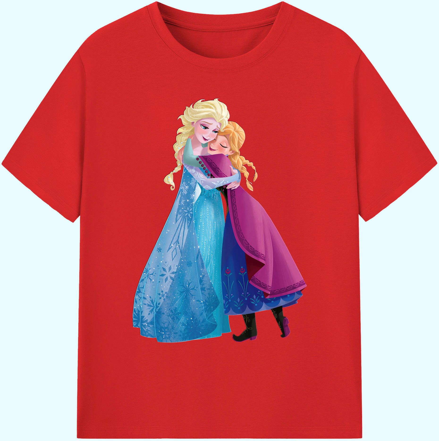 （画像用） アナと雪の女王 アンナ エルサ Frozen Anna Elsa 綿100％ メンズ半袖Tシャツ｜肌触りやわらか＆通気性
