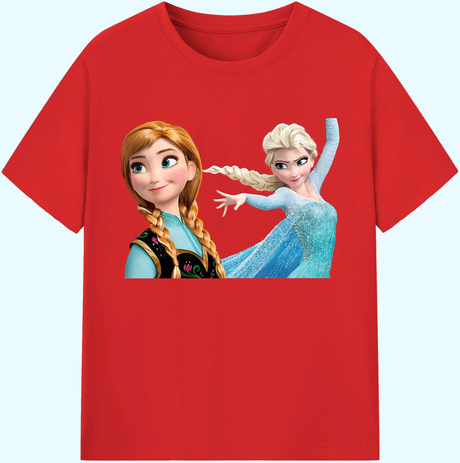 （画像用） アナと雪の女王 アンナ エルサ Frozen Anna Elsa 綿100％ メンズ半袖Tシャツ｜肌触りやわらか＆通気性