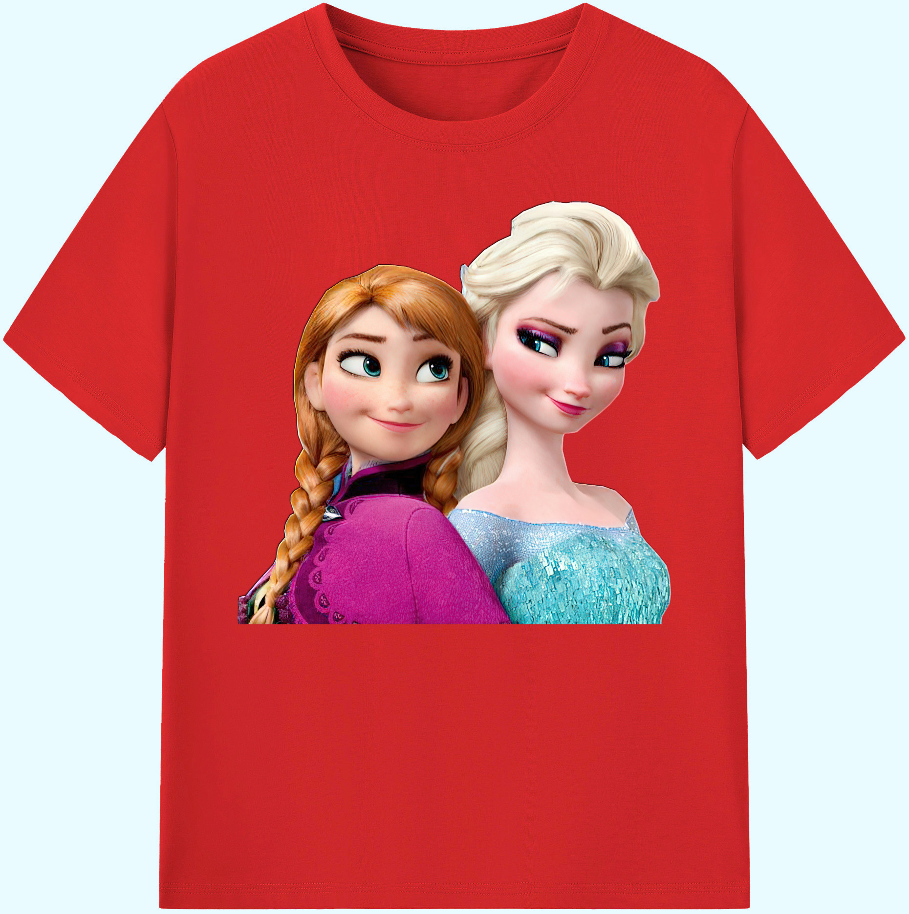 （画像用） アナと雪の女王 アンナ エルサ Frozen Anna Elsa 綿100％ メンズ半袖Tシャツ｜肌触りやわらか＆通気性