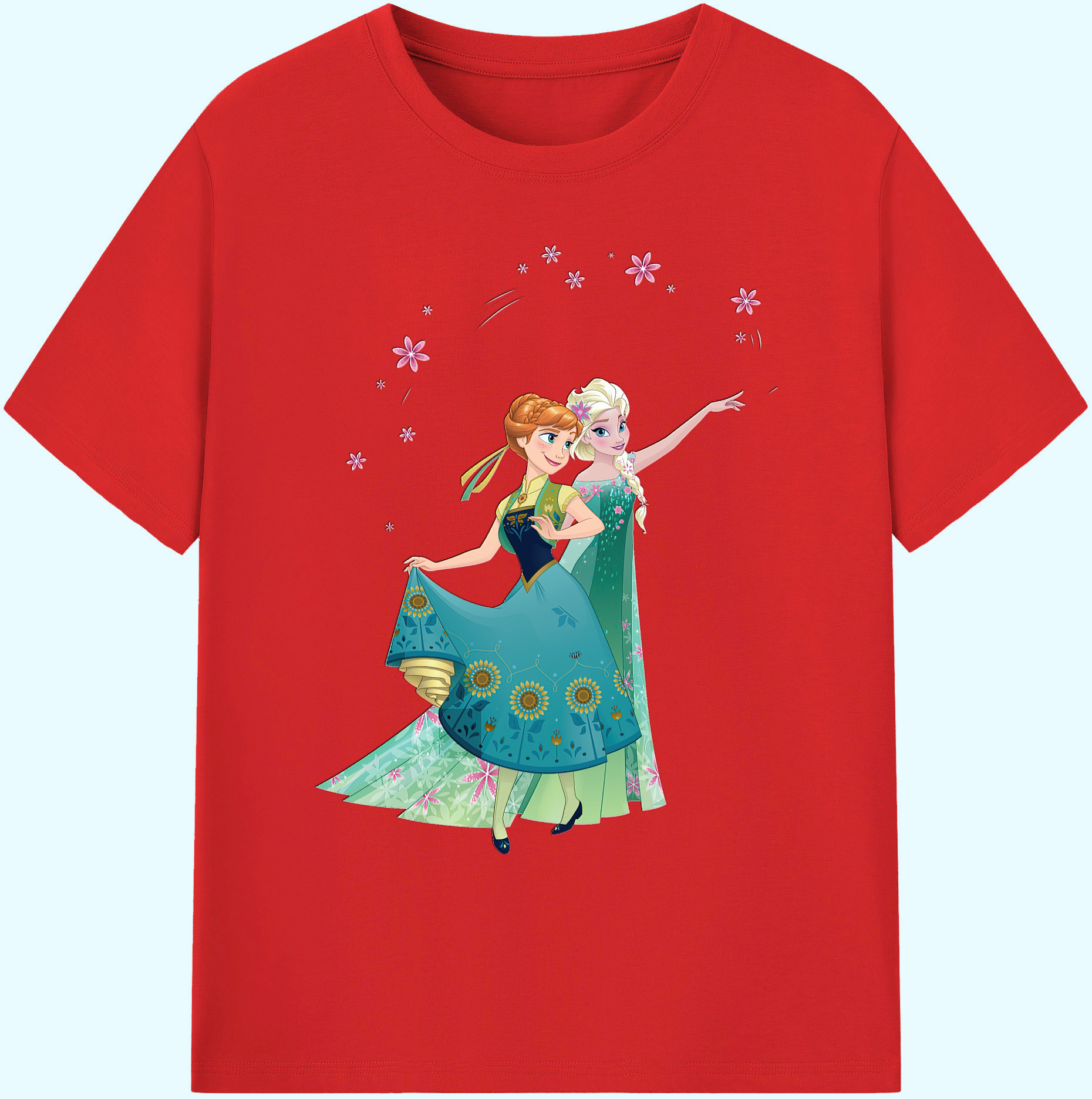 （画像用） アナと雪の女王 アンナ エルサ Frozen Anna Elsa 綿100％ メンズ半袖Tシャツ｜肌触りやわらか＆通気性