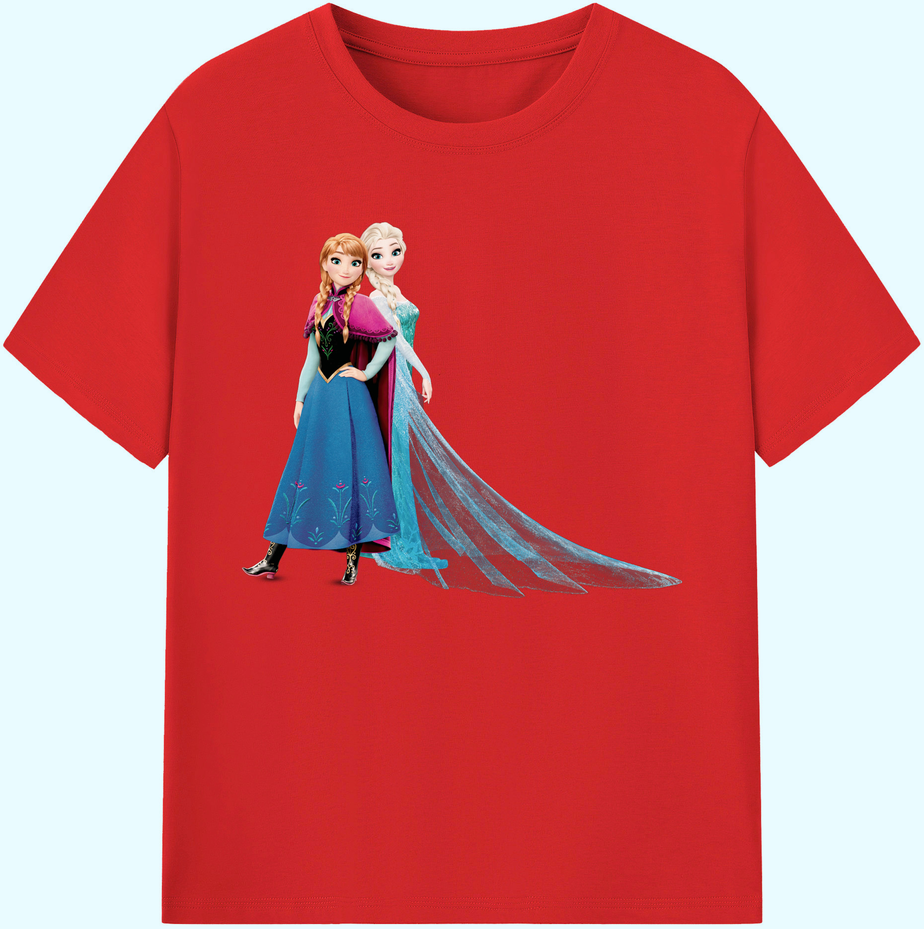 （画像用） アナと雪の女王 アンナ エルサ Frozen Anna Elsa 綿100％ メンズ半袖Tシャツ｜肌触りやわらか＆通気性