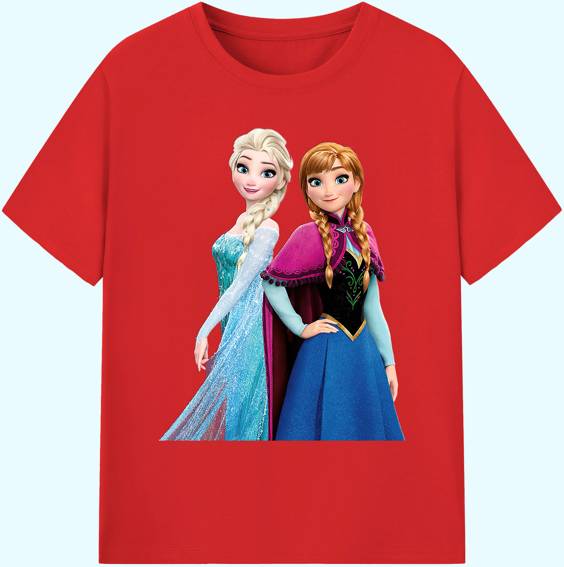 （画像用） アナと雪の女王 アンナ エルサ Frozen Anna Elsa 綿100％ メンズ半袖Tシャツ｜肌触りやわらか＆通気性