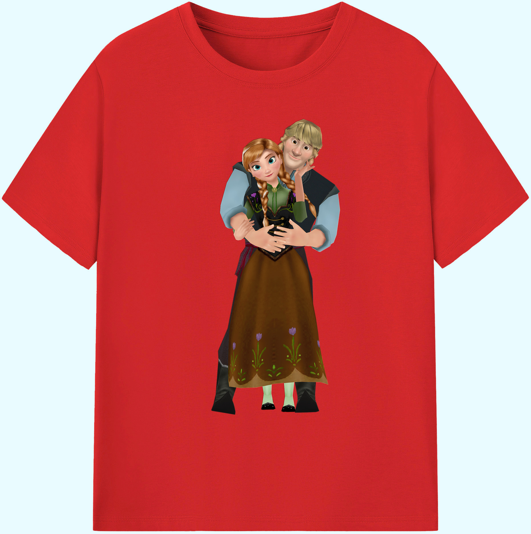 （画像用） アナと雪の女王 アンナ エルサ Frozen Anna Elsa 綿100％ メンズ半袖Tシャツ｜肌触りやわらか＆通気性