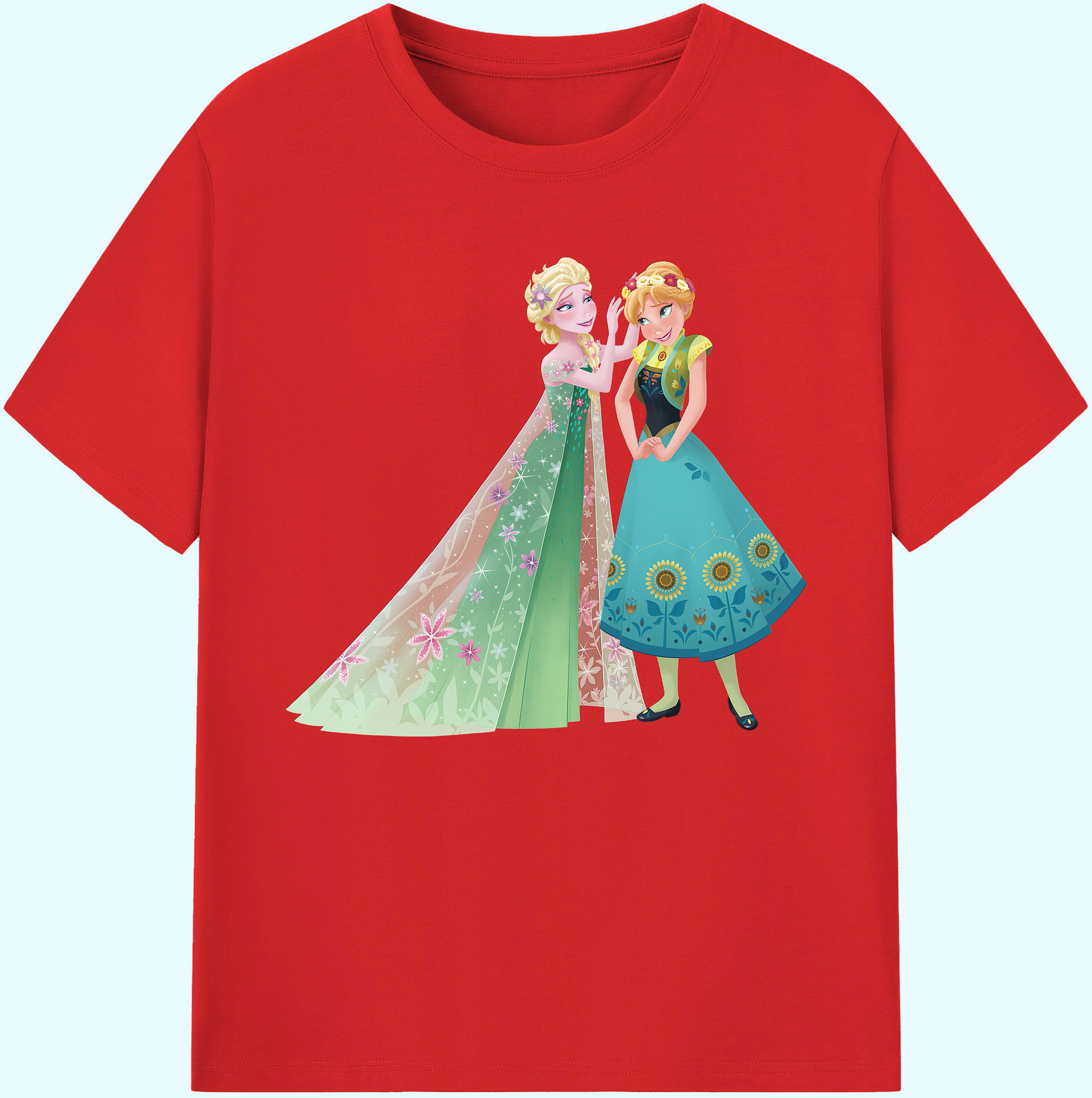 （画像用） アナと雪の女王 アンナ エルサ Frozen Anna Elsa 綿100％ メンズ半袖Tシャツ｜肌触りやわらか＆通気性