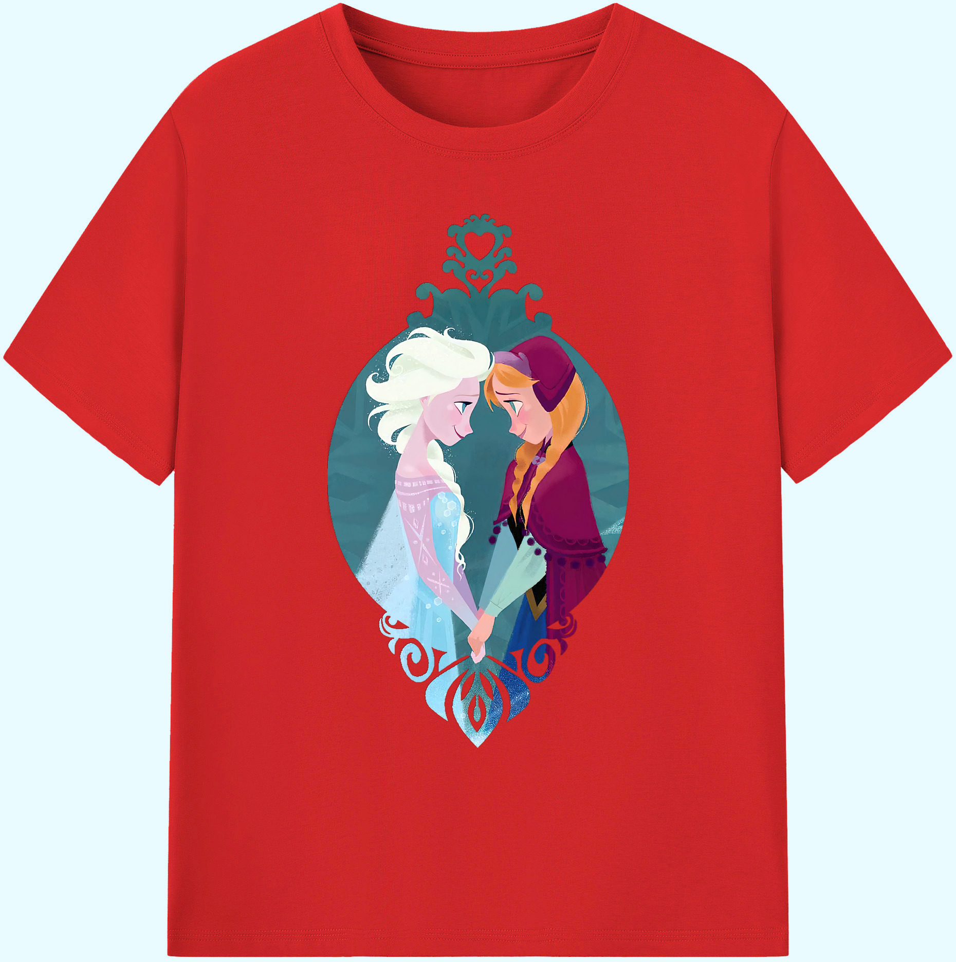 （画像用） アナと雪の女王 アンナ エルサ Frozen Anna Elsa 綿100％ メンズ半袖Tシャツ｜肌触りやわらか＆通気性