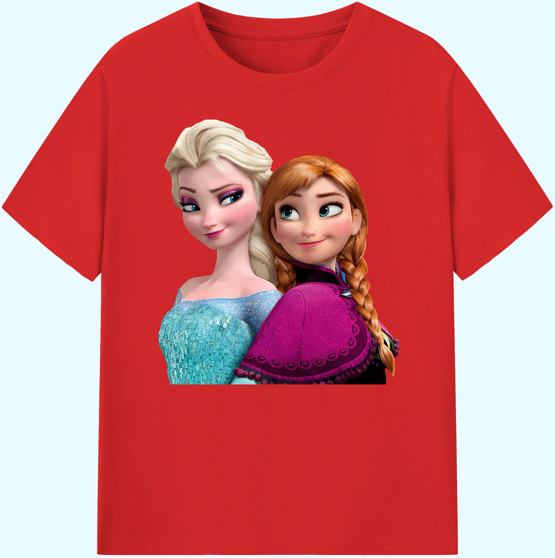 （画像用） アナと雪の女王 アンナ エルサ Frozen Anna Elsa 綿100％ メンズ半袖Tシャツ｜肌触りやわらか＆通気性