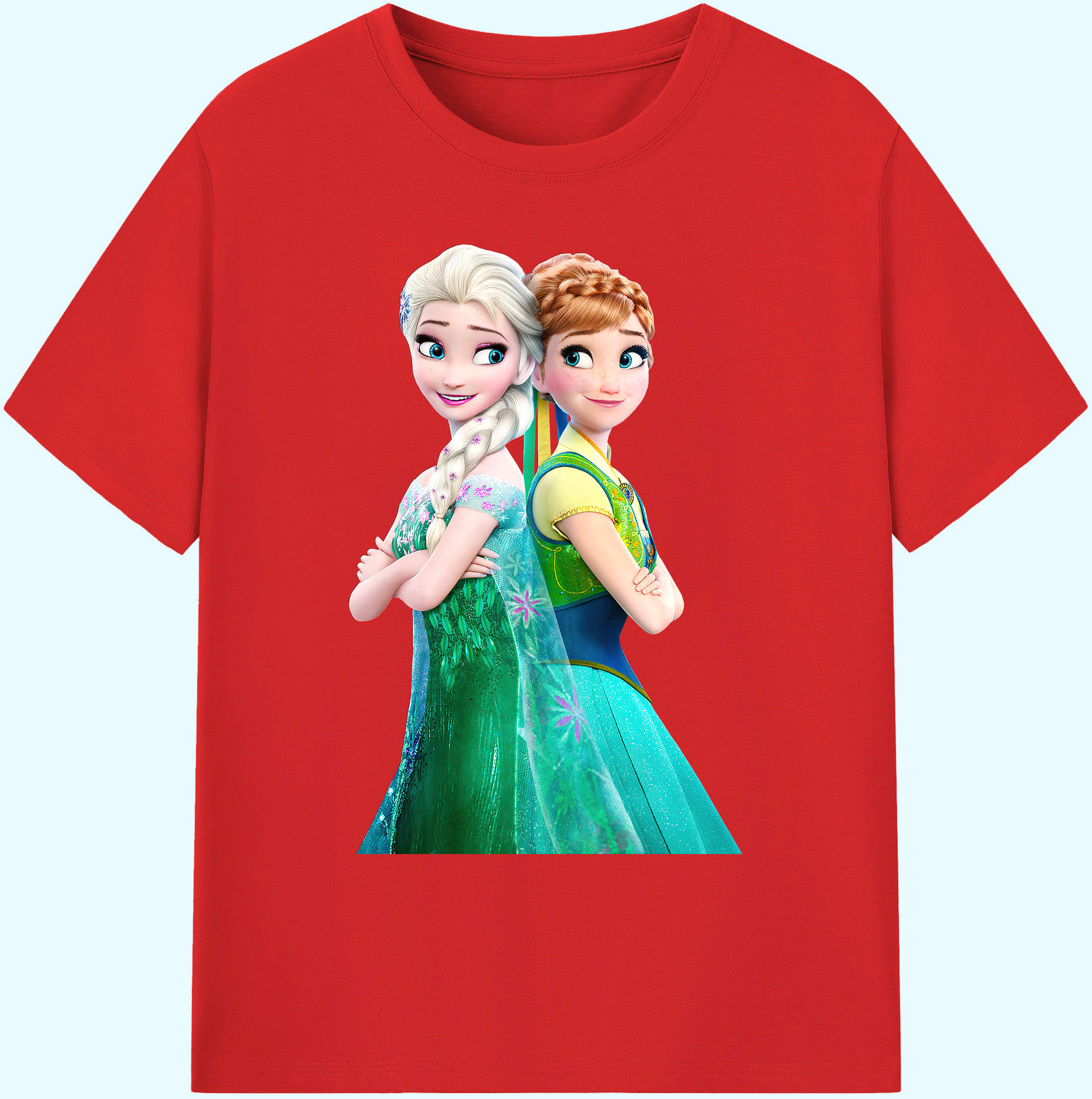 （画像用） アナと雪の女王 アンナ エルサ Frozen Anna Elsa 綿100％ メンズ半袖Tシャツ｜肌触りやわらか＆通気性