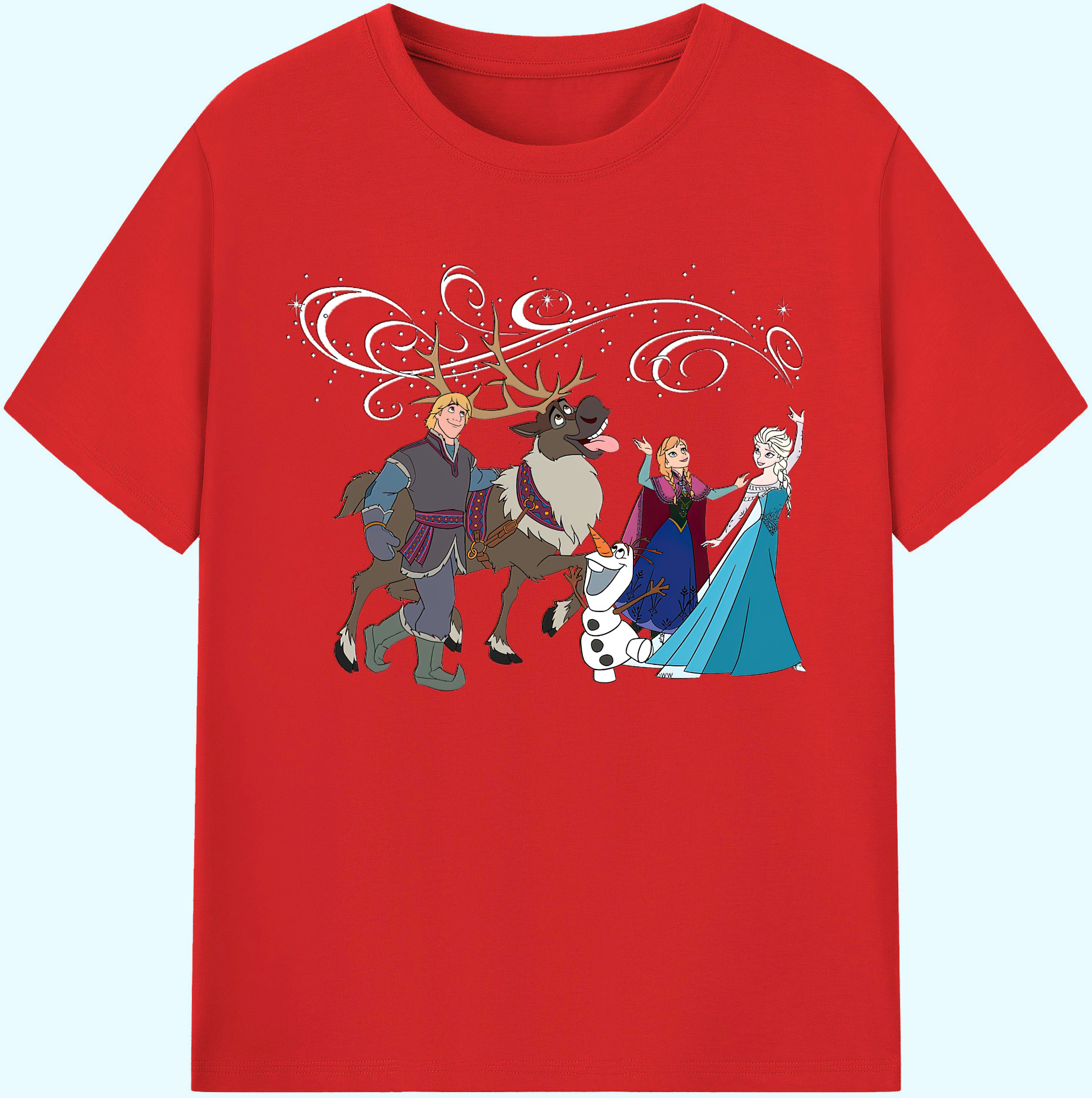 （画像用） アナと雪の女王 アンナ エルサ Frozen Anna Elsa 綿100％ メンズ半袖Tシャツ｜肌触りやわらか＆通気性