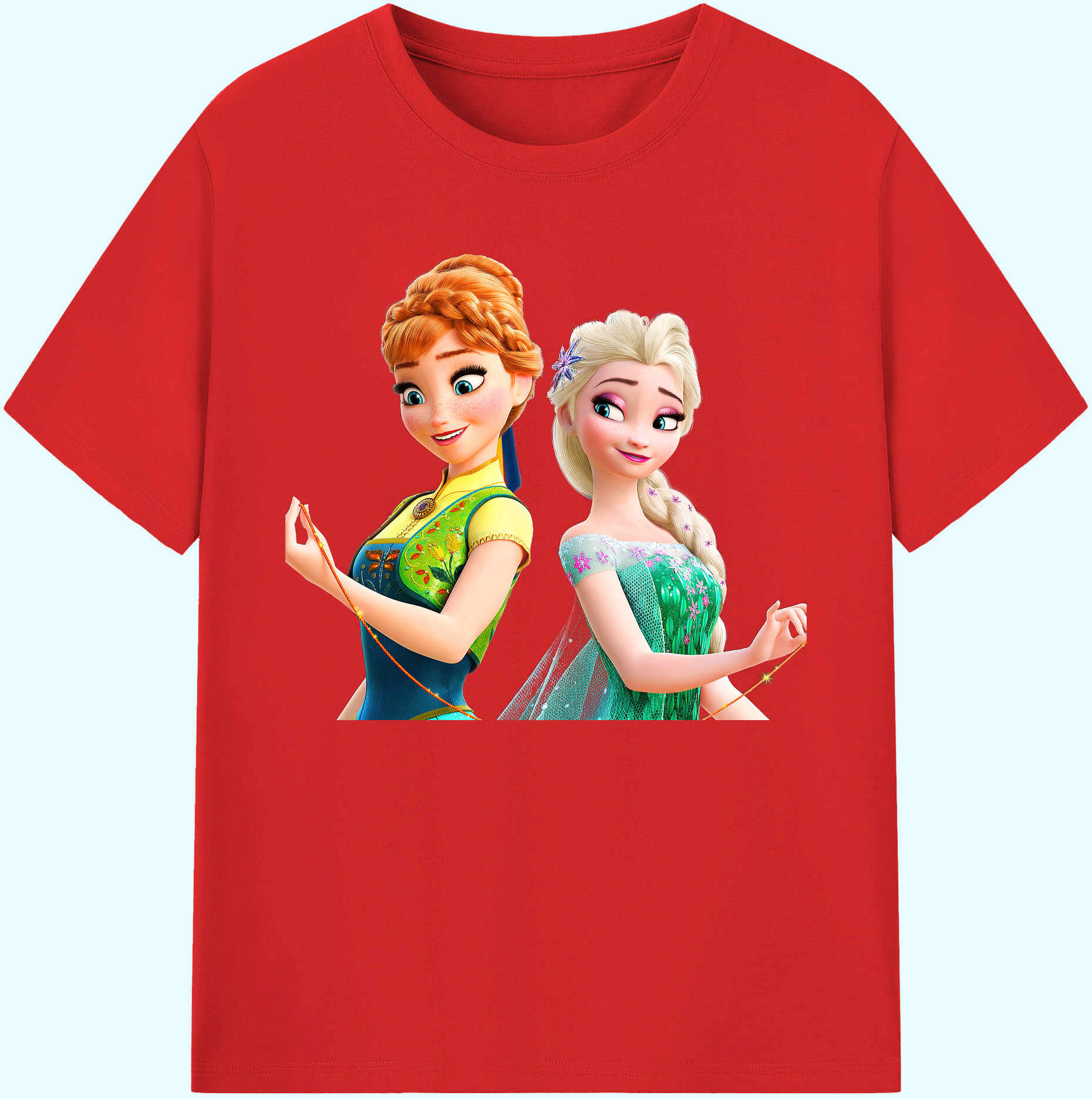 （画像用） アナと雪の女王 アンナ エルサ Frozen Anna Elsa 綿100％ メンズ半袖Tシャツ｜肌触りやわらか＆通気性